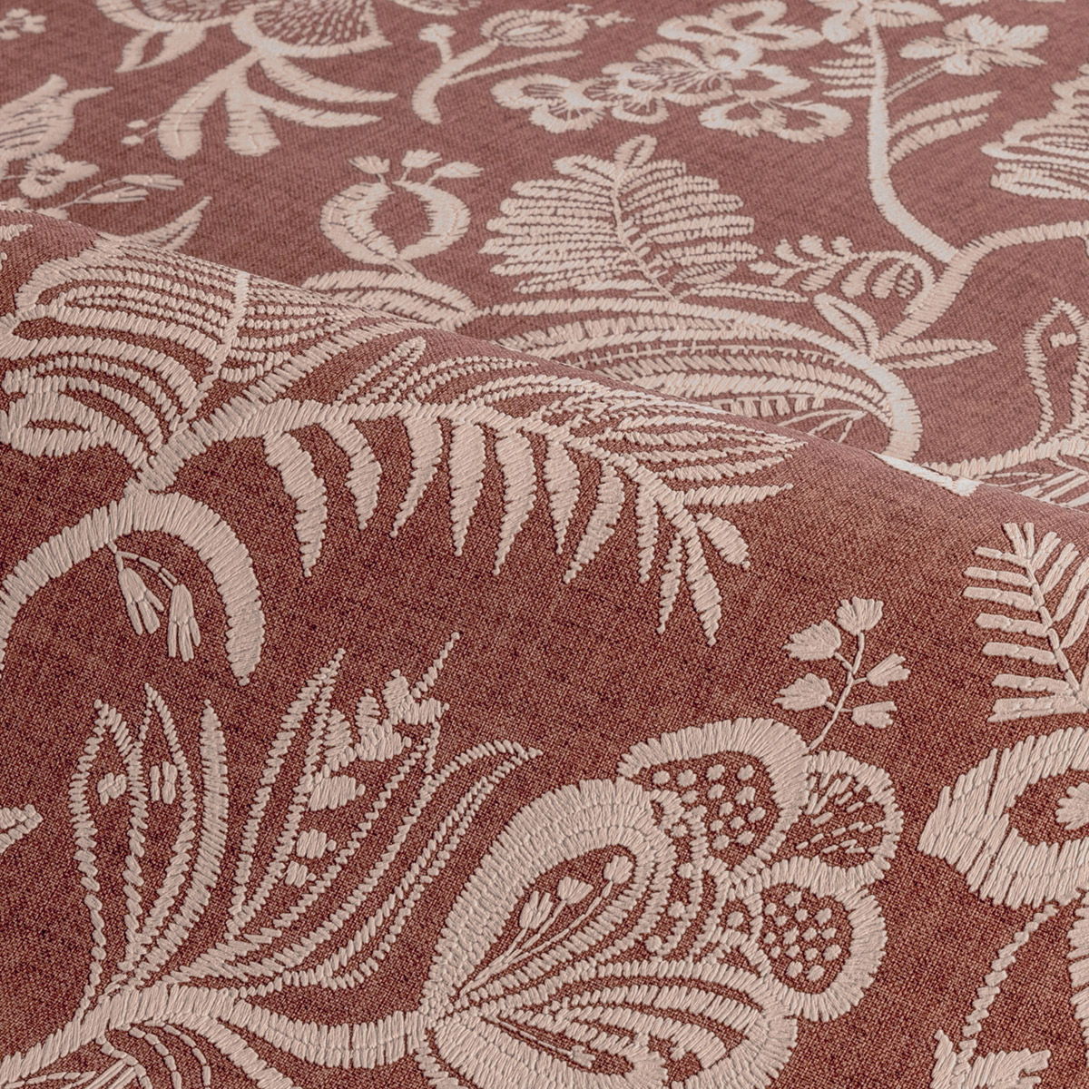 Papier peint Brodé Floral Pastel terracotta - Broderies de Casamance | Réf. CAS-76960814