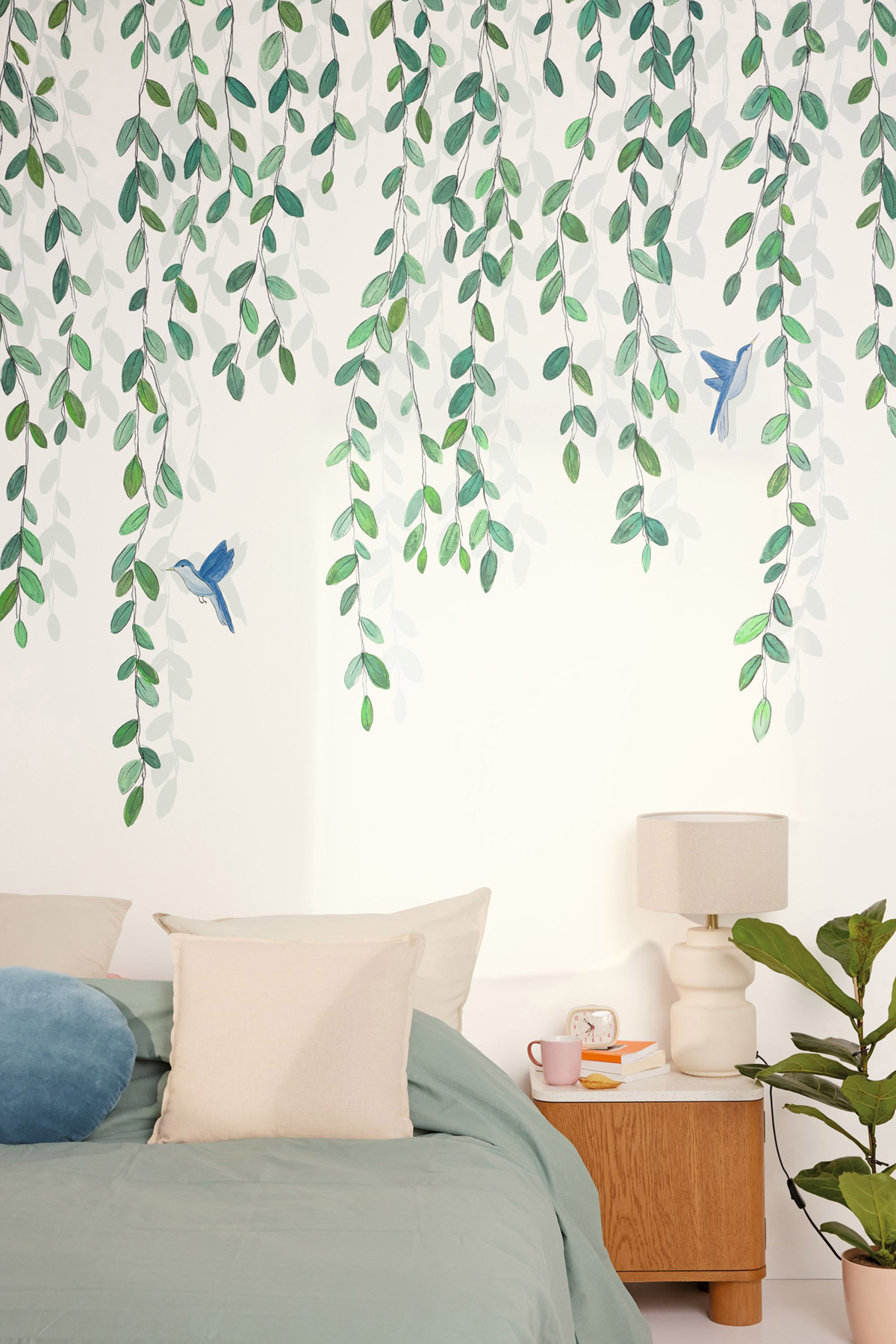 Papier peint panoramique Oiseau Feuille Birdy vert S 200X250 - Green Life 2 de Casélio | Réf. GNL2105400405