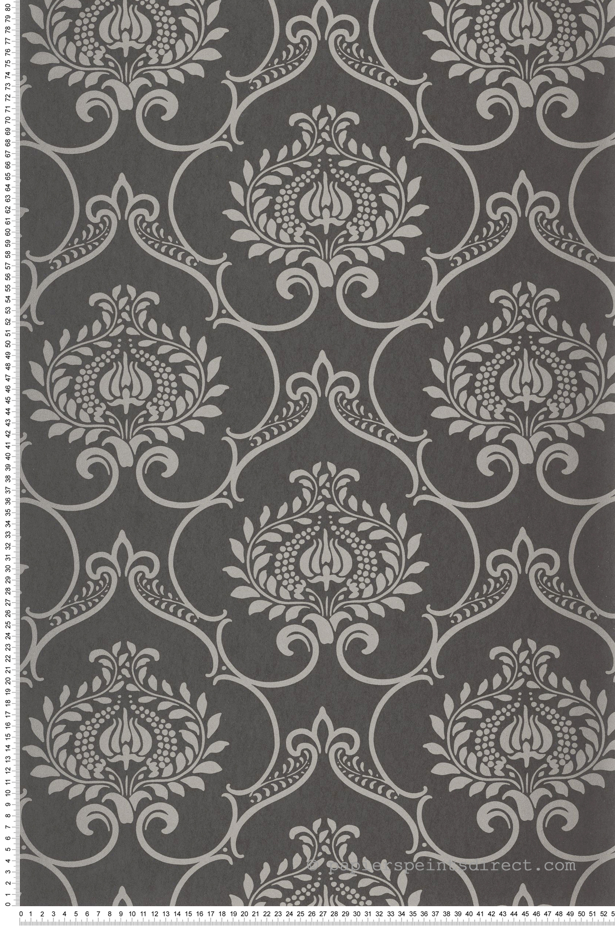 Papier peint Ornements Floraux Panache noir fusain - Elixir de Casadéco | Réf. EXIR202019907