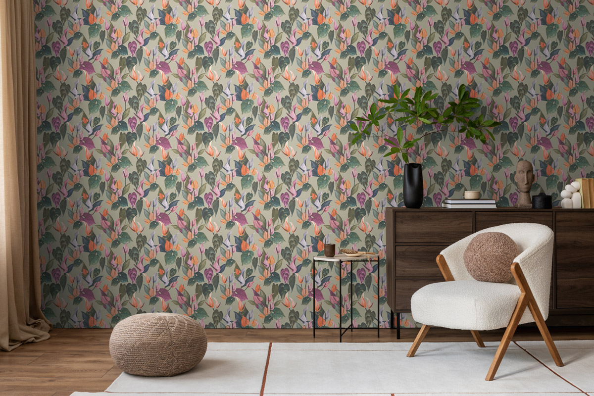 Papier peint Fleurs Anthurium vert - Anna D'Andrea d'A.S. Création AMB2| Réf. AS-782102