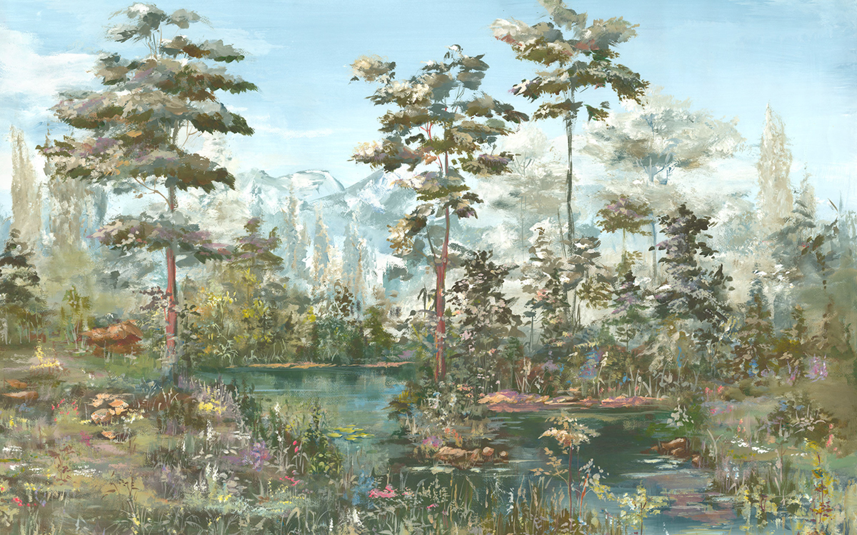 Papier peint panoramique Paysage Harmonie Homeland bleu canard - Papier Peint Komar Infinity 2