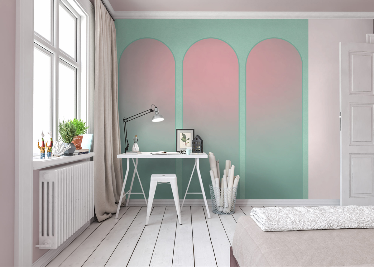 Papier peint panoramique Arcade Temple - Papier Peint Komar Bauhaus