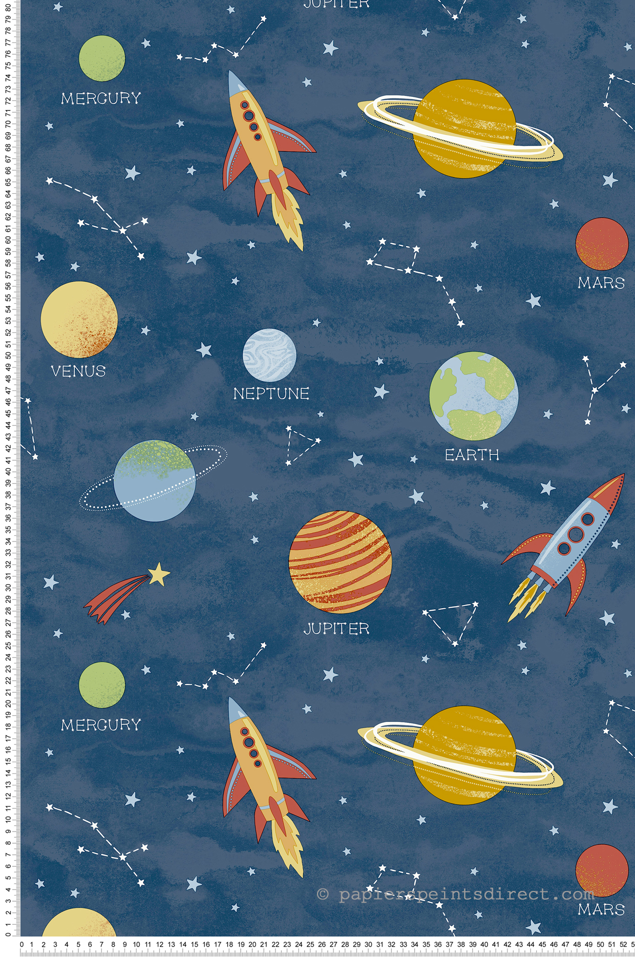 Papier peint Planète Espace Enfant bleu - Imagine de Lutèce | Réf. LTC-DL27595