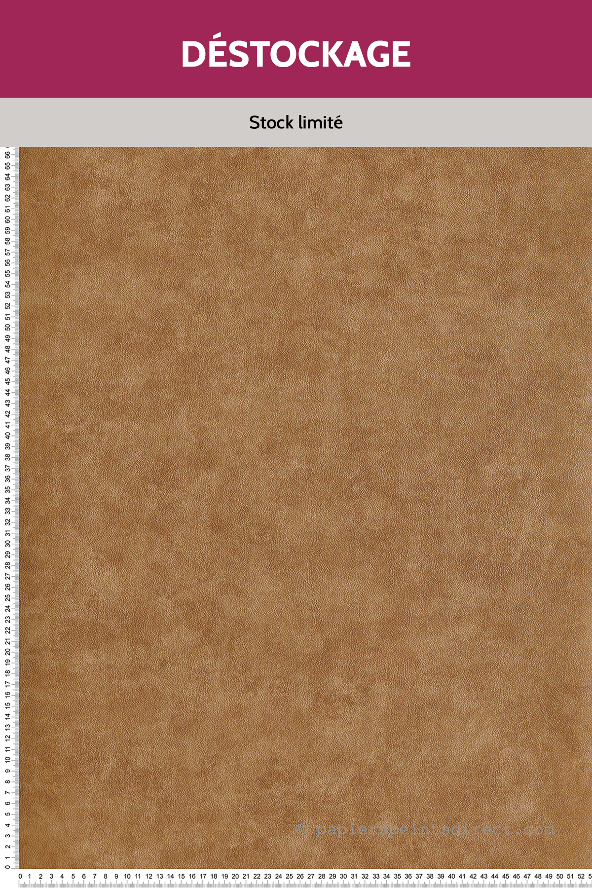 Papier peint Destockage - Effet Cuir Grainé marron cognac - Leathers de Casadéco