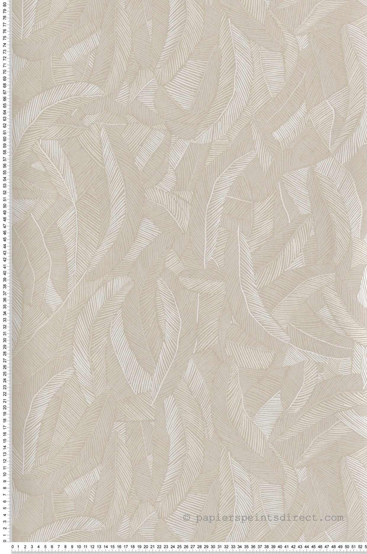 Papier peint Feuille Pennas beige métallisé - Romance de Masureel | Réf. MAS-ROM205