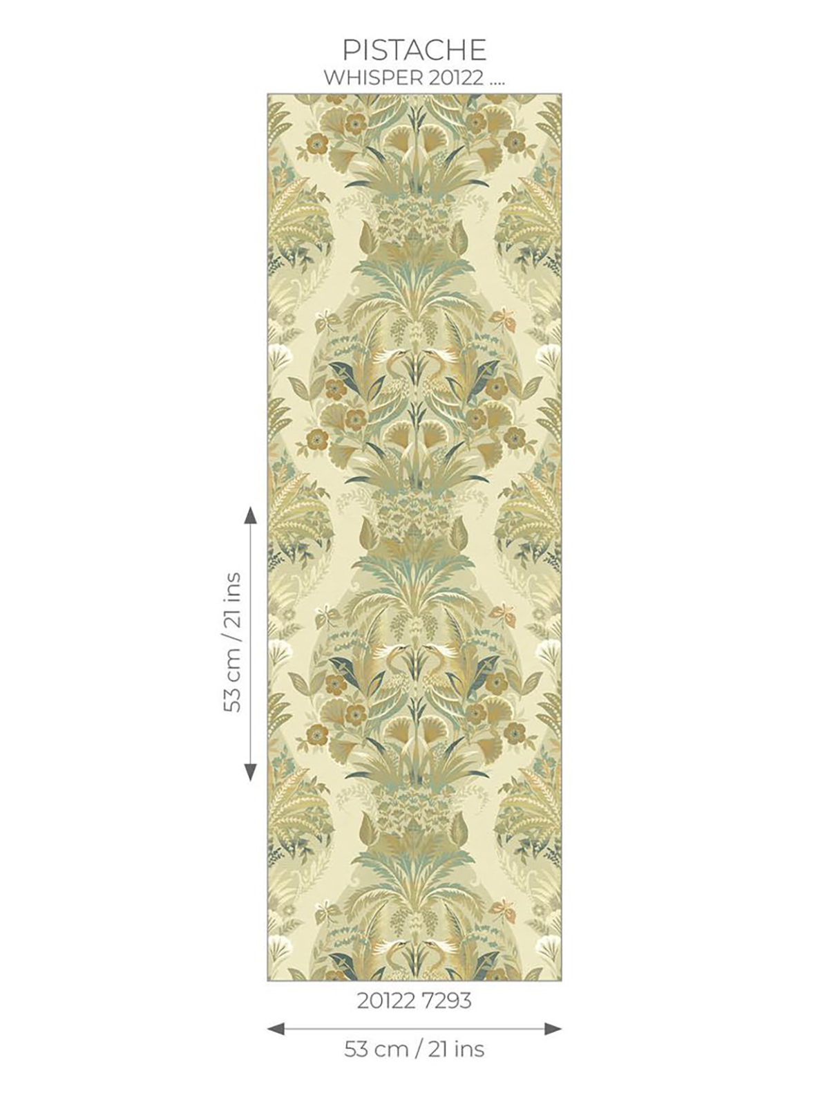 Papier peint Baroque Oiseau Whisper pistache - Heritage de Casadéco AMBR | Réf. HETA201227293