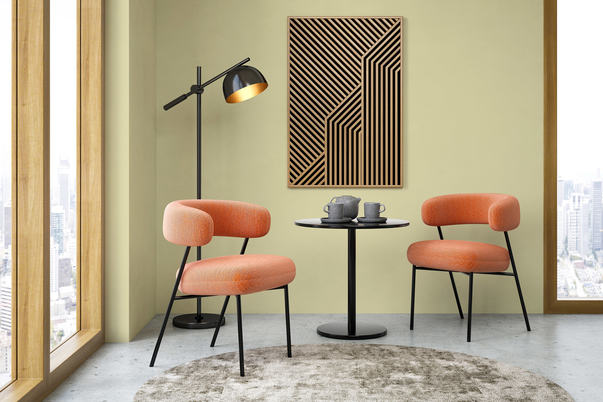 Photo numéro 2 d'une pièce avec un mur peint avec la peinture  Puro vert gentle lime  - c6001