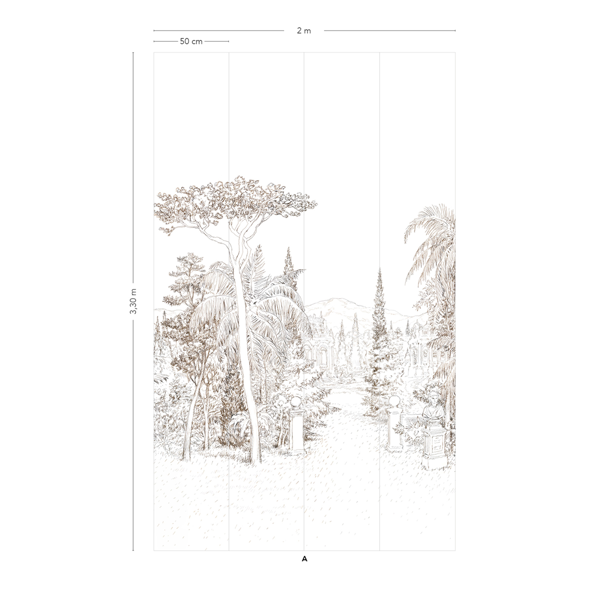 Papier peint panoramique Jardin Baroque A - 1/2/3/4 - Isidore Leroy