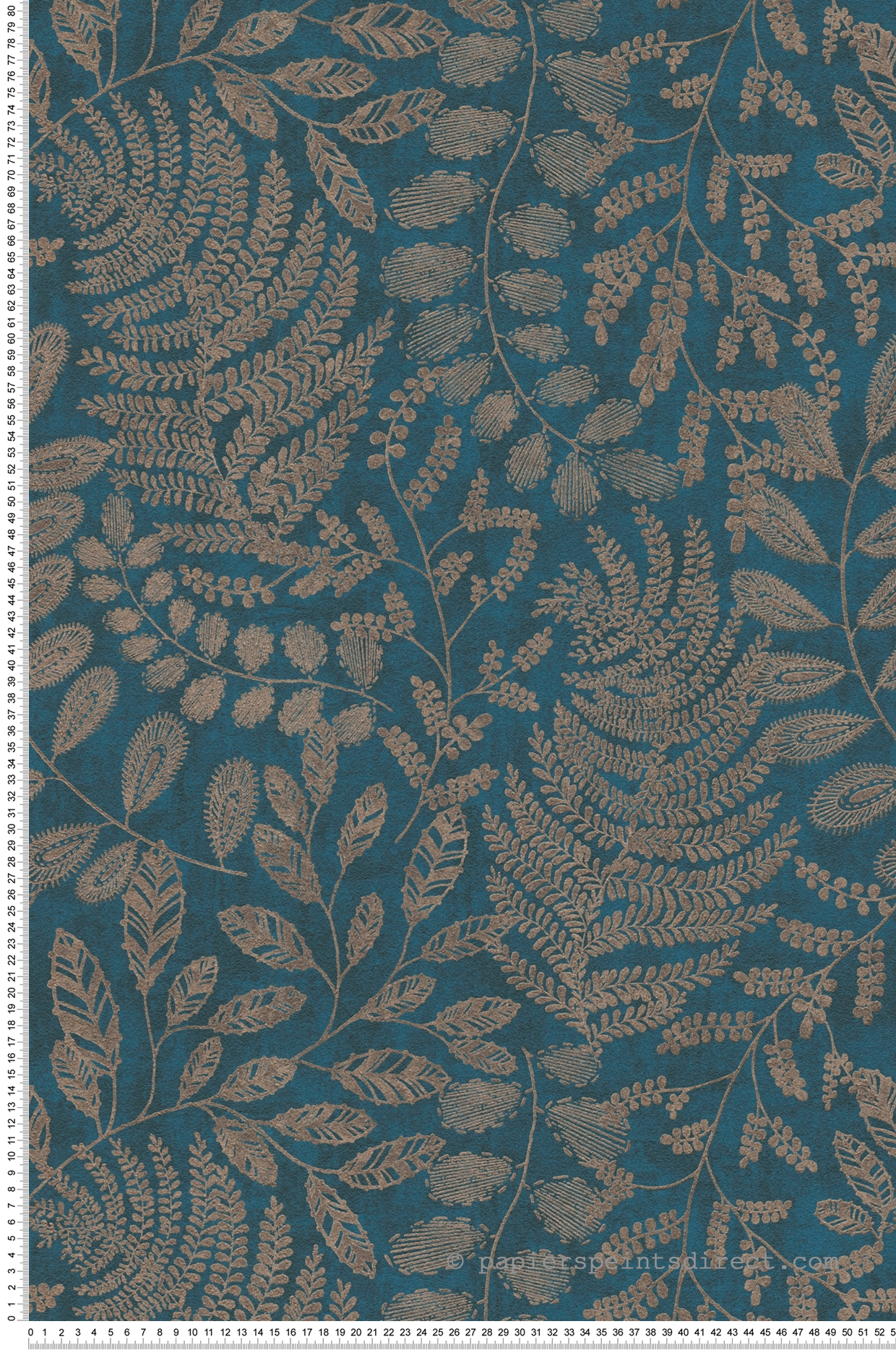 Papier peint Feuilles Details bleu pétrole doré - The BOS d'A.S. Création | Réf. AS-388304