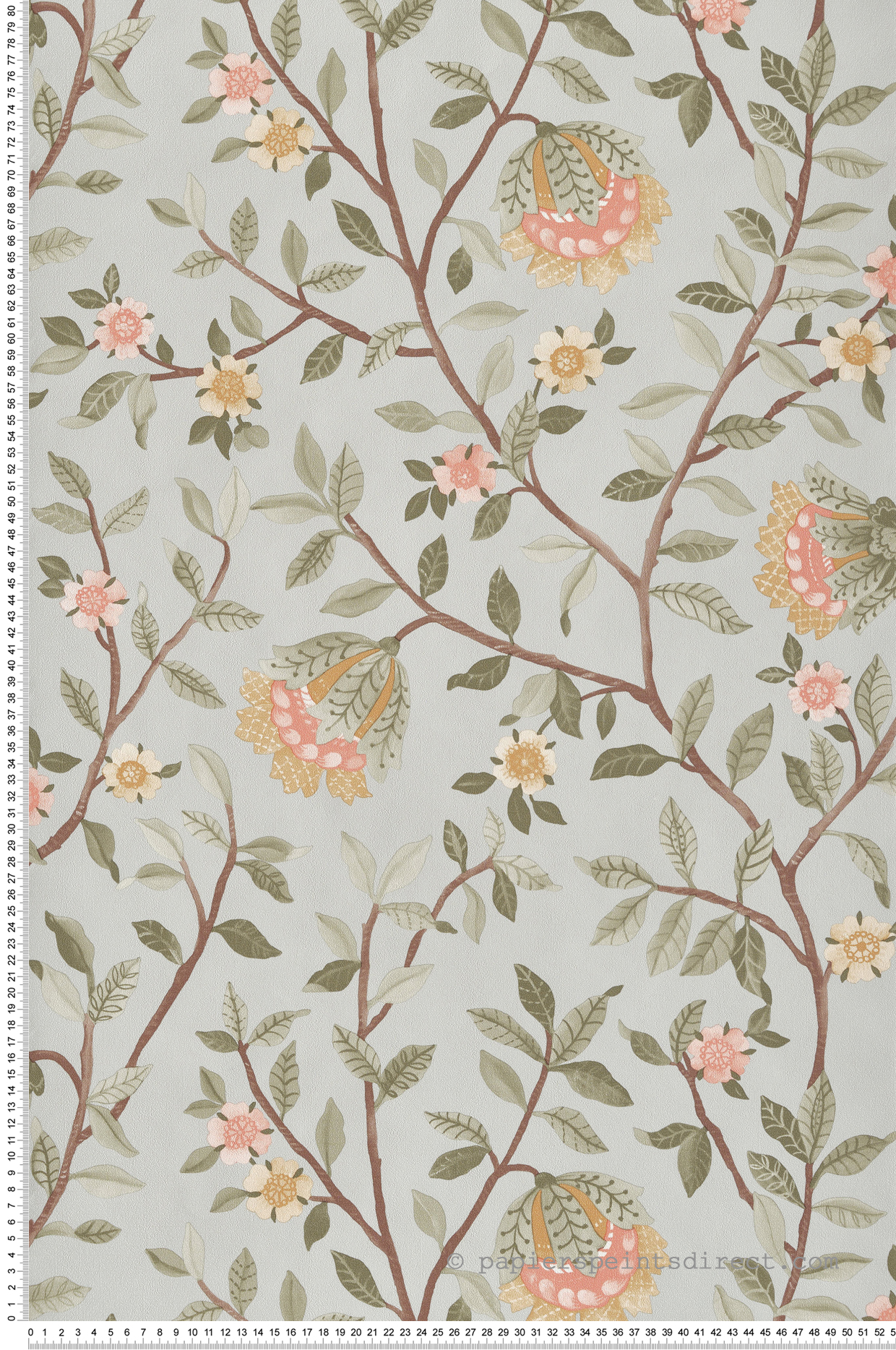 Papier Peint Vintage Floral bleu vert - Botanique d'Ugépa | Réf. UGP-B19924