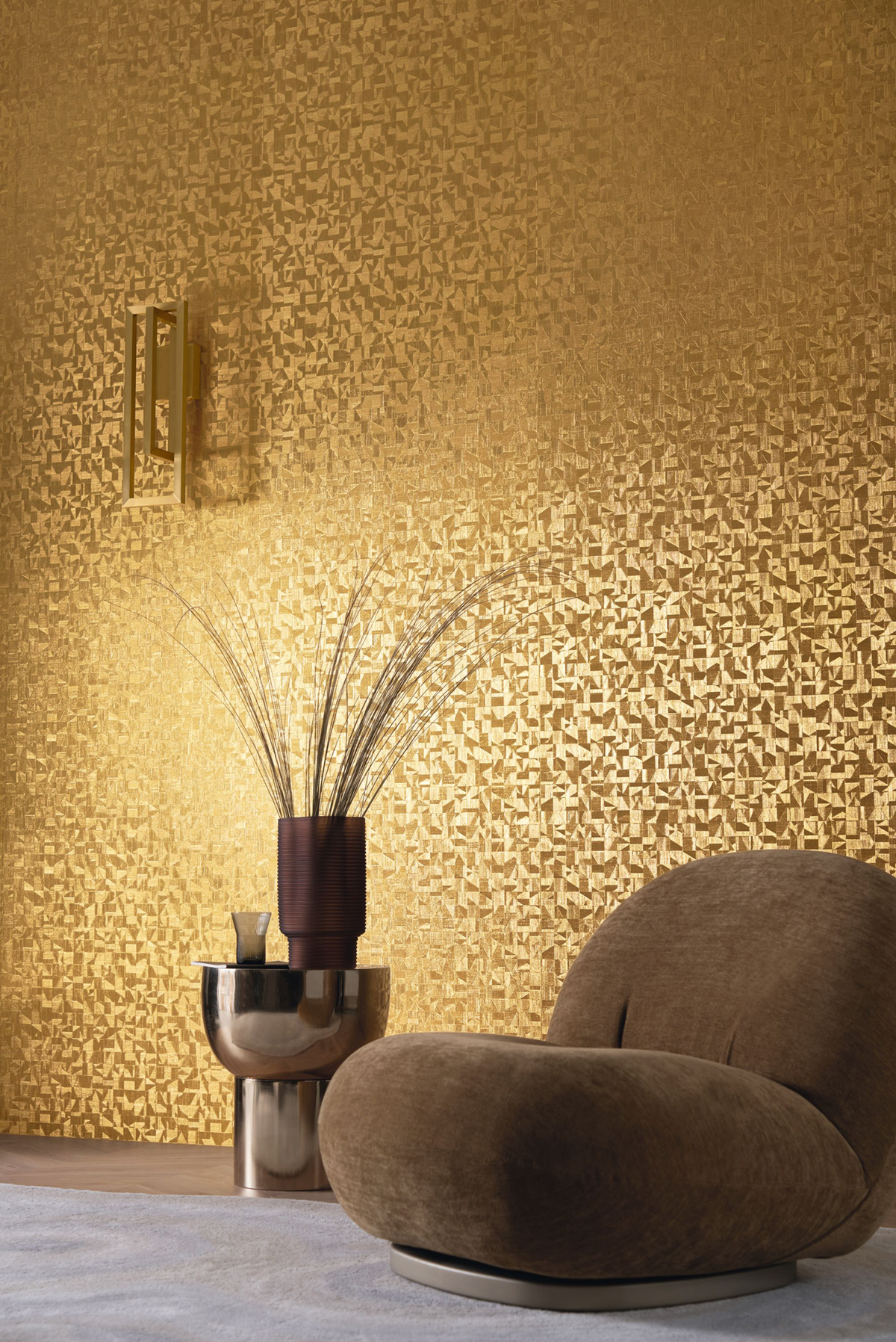 Papier peint Graphique métallisé Veladero doré - Métal de Casamance | Réf. CAS-75740202