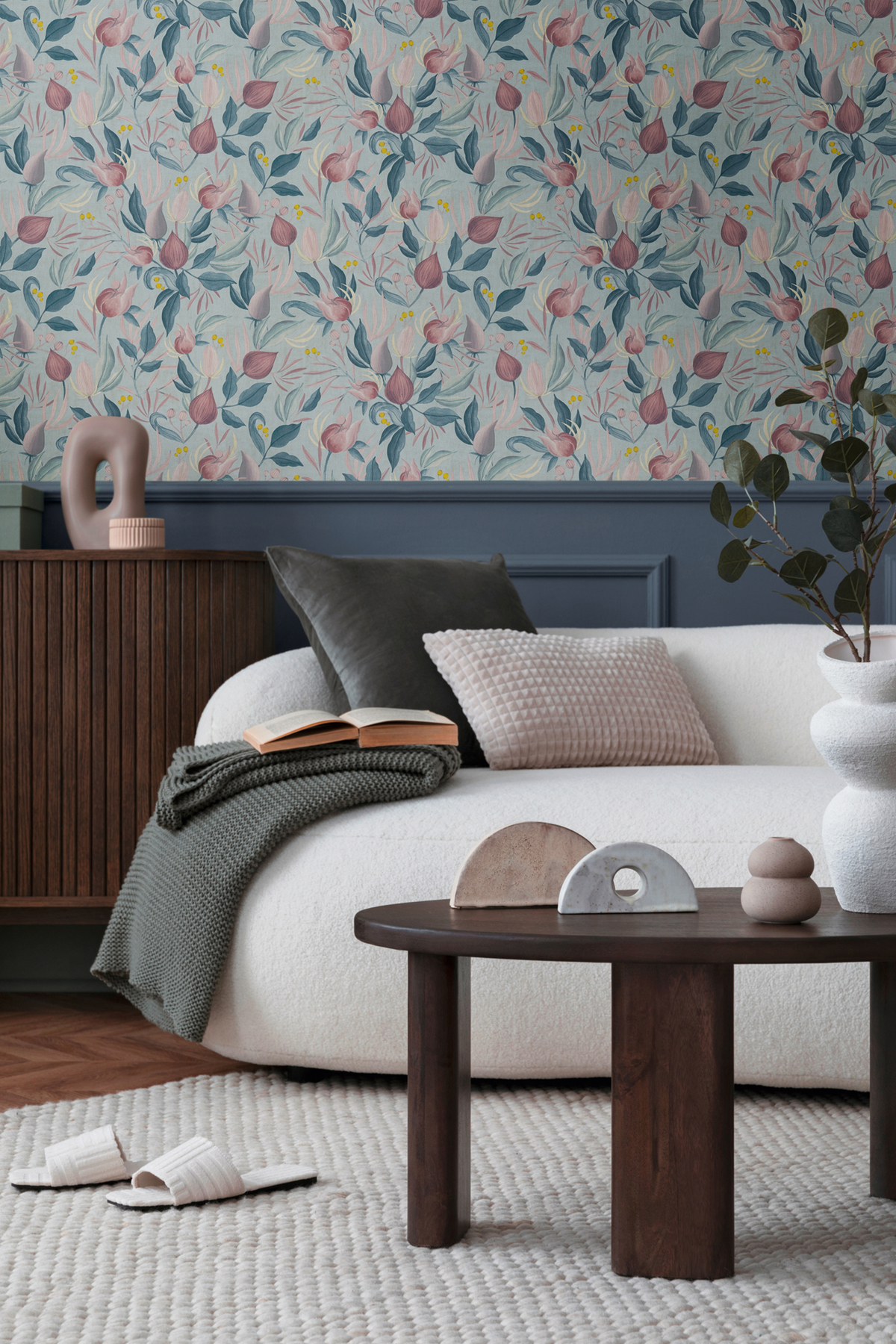 Papier peint Floral Still Bloom bleu ciel - Cosmoliving d'A.S. Création AMB2 | Réf. AS-790621