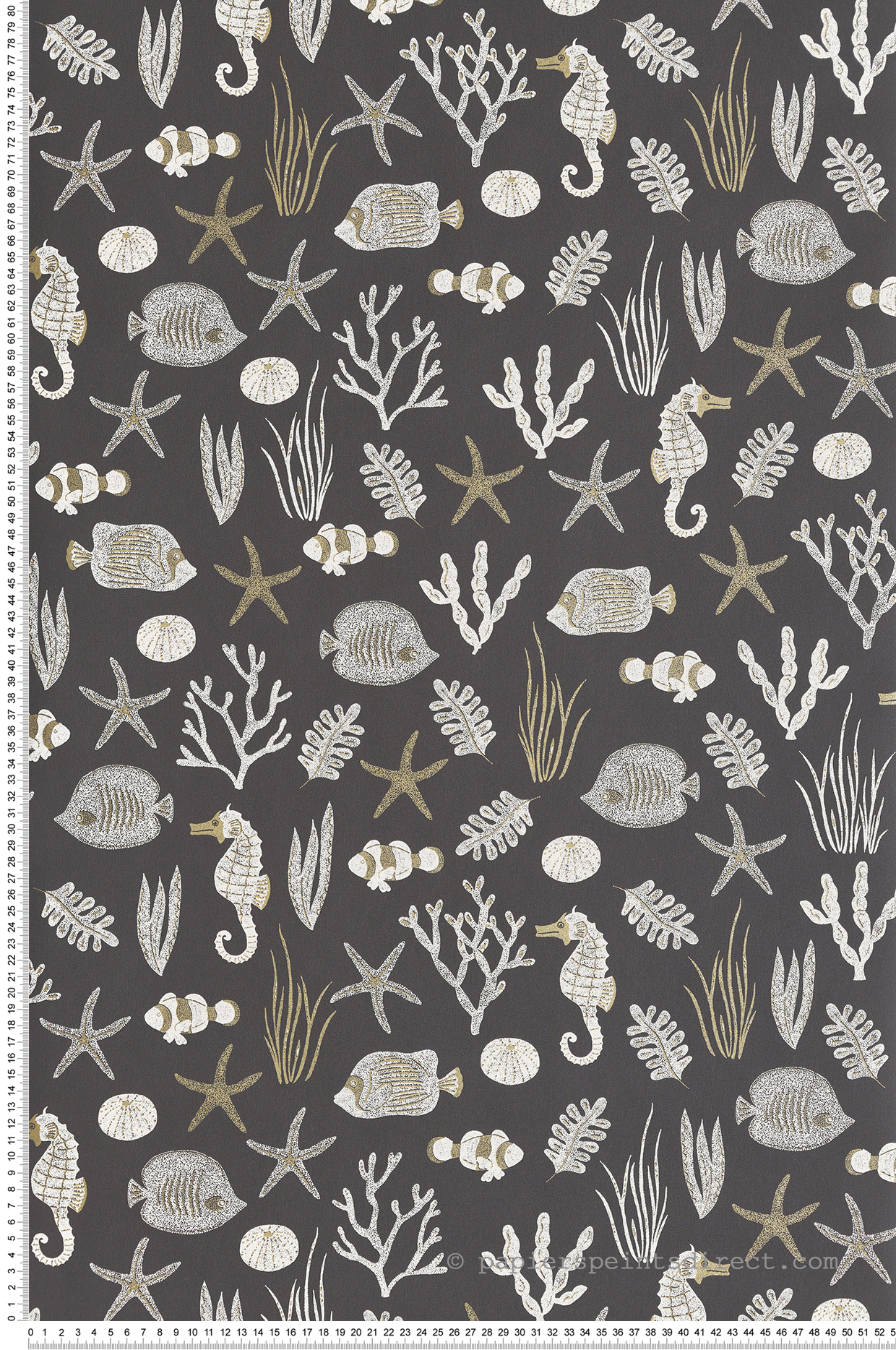 Papier peint Fond Marin Selfish noir et doré - Sea You Soon de Casélio | Réf. SYO102809090