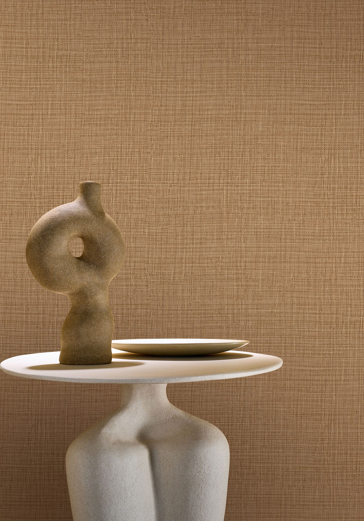 Papier peint Uni Tissé Sierra caramel - Palmadora de Casamance | Réf. CAS-76702650