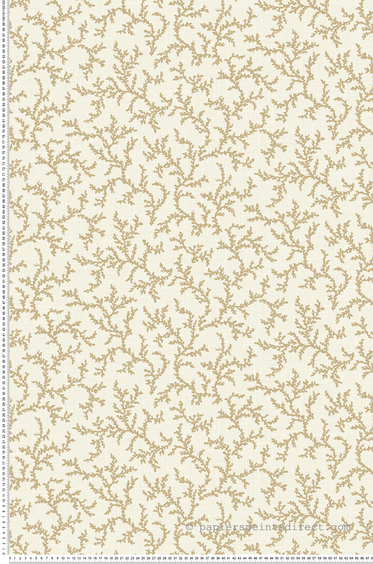 Papier peint Corail Branche taupe clair écru - French Country d'Initiales | Réf. INI-FC62106
