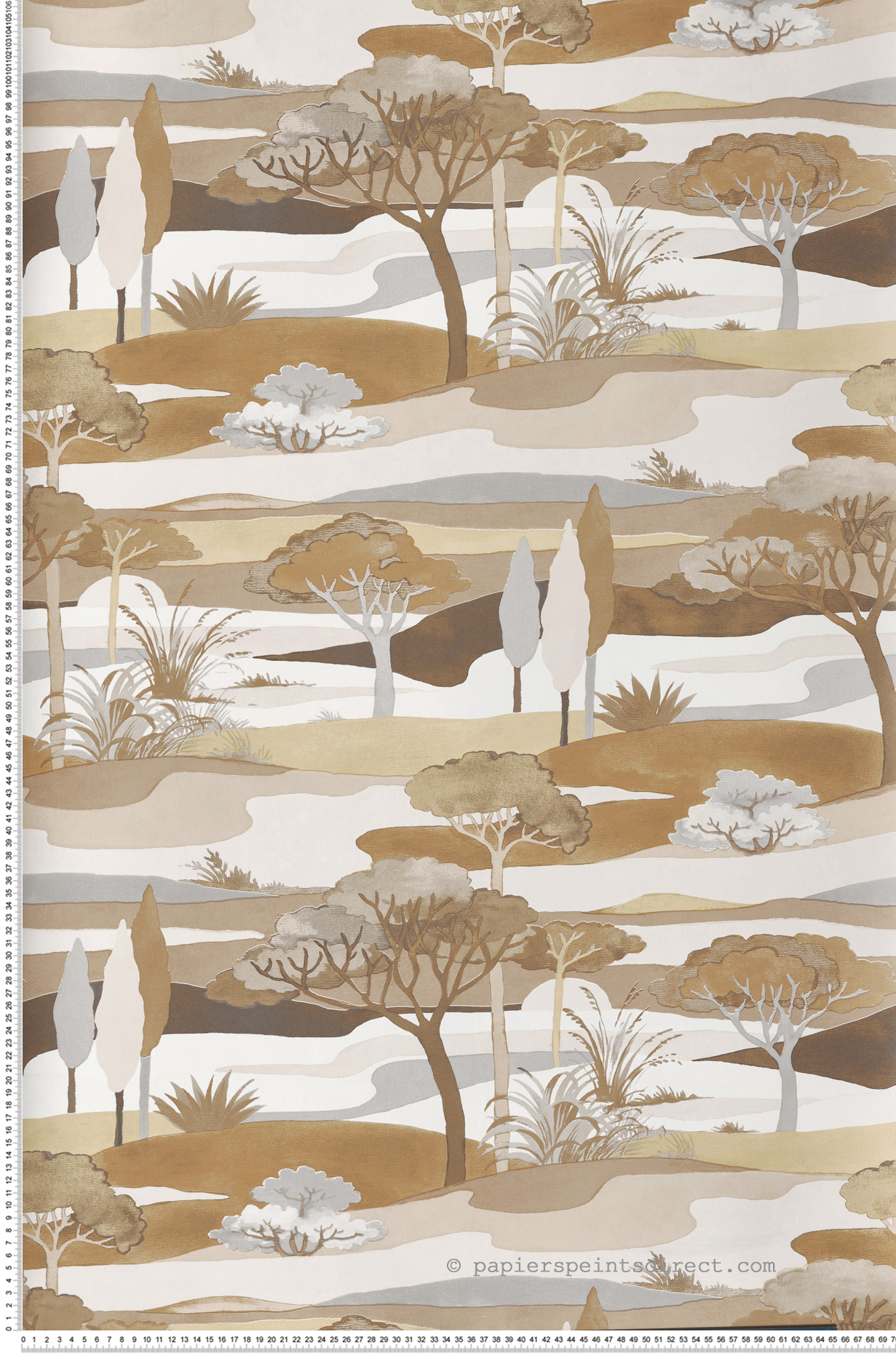 Papier peint Paysage Cap Ferret beige marron - L'Ile aux Oiseaux de Casamance | Réf. CAS-75870100