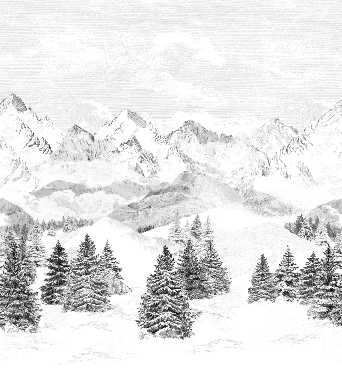 Papier peint panoramique montagne Les Cimes A+B - 1/2/3/4/5/6 - Isidore Leroy