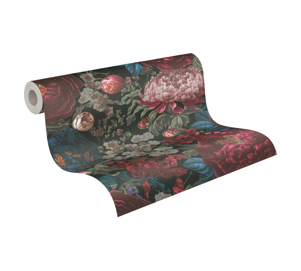 Papier peint Fleur Vintage Papillon bordeaux rose - Metropolis Michalsky 6 de Livingwalls ROLL | Réf. AS-399791