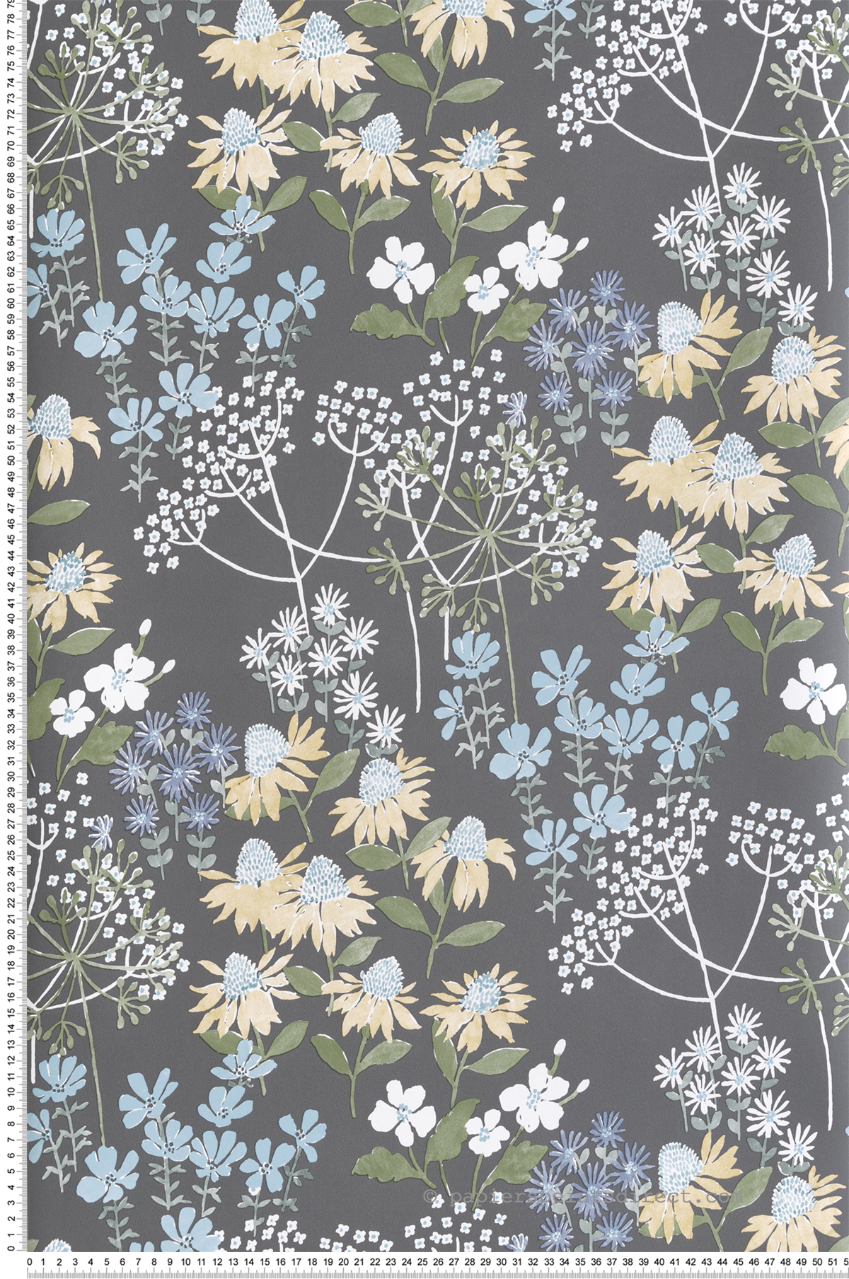 Papier peint Floral Champs Cultivate lavande gris éléphant - Harmony de Lutèce | Réf. LTC-FD27018