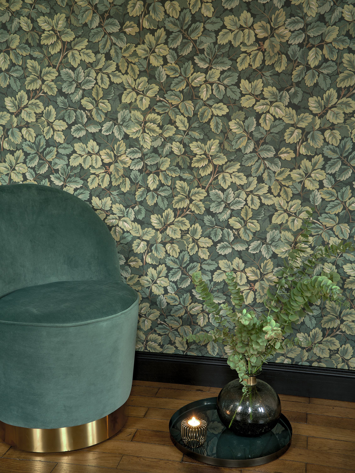 Papier peint Feuille de Chêne Regent's Park vert canopée - Heritage de Casadéco AMB4 | Réf. HETA201207777