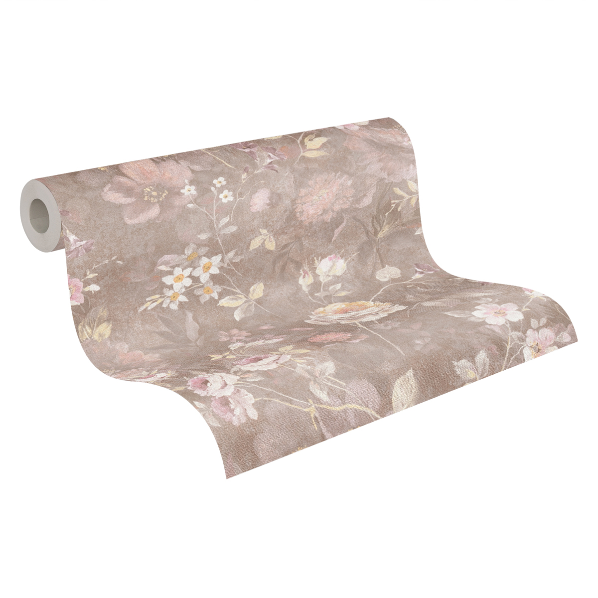 Papier peint Vintage Floral Estompé taupe rose - Natural Living d'A.S. Création AMB4 | Réf. AS-386363