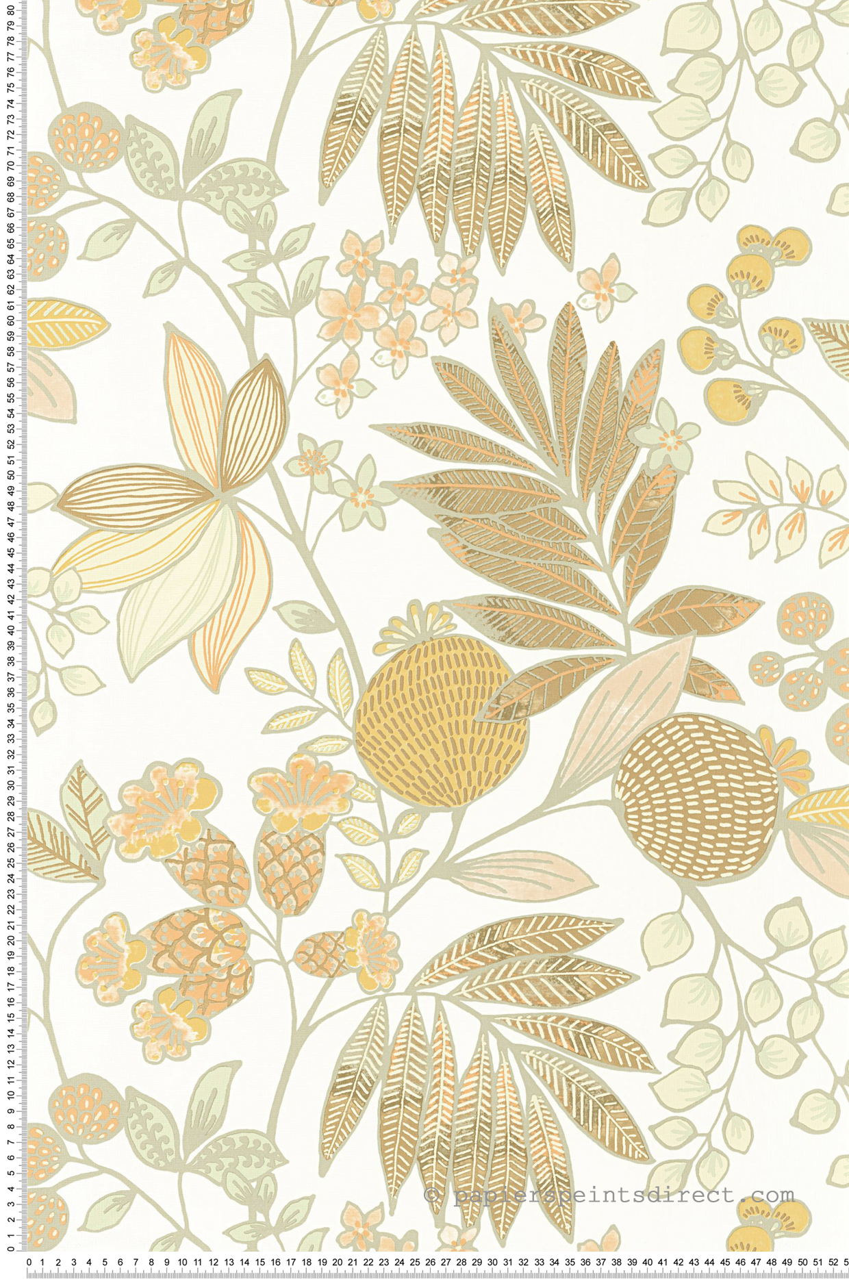 Papier peint Feuillage Palm Springs vert pêche - California de Casadéco | Réf. CALF88802121