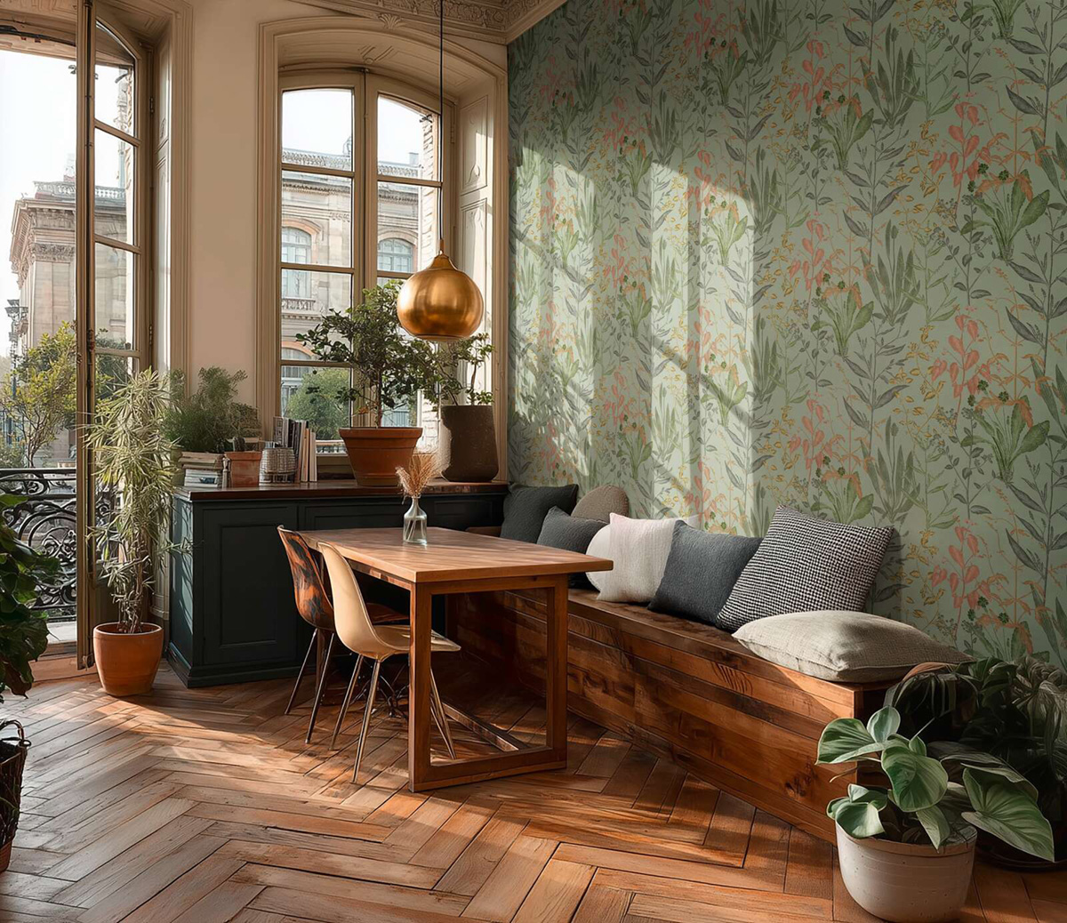 Papier peint Botanique Aquarelle Herbes vert d'eau - Vibes & Styles d'A.S. Création AMB3| Réf. AS-790093