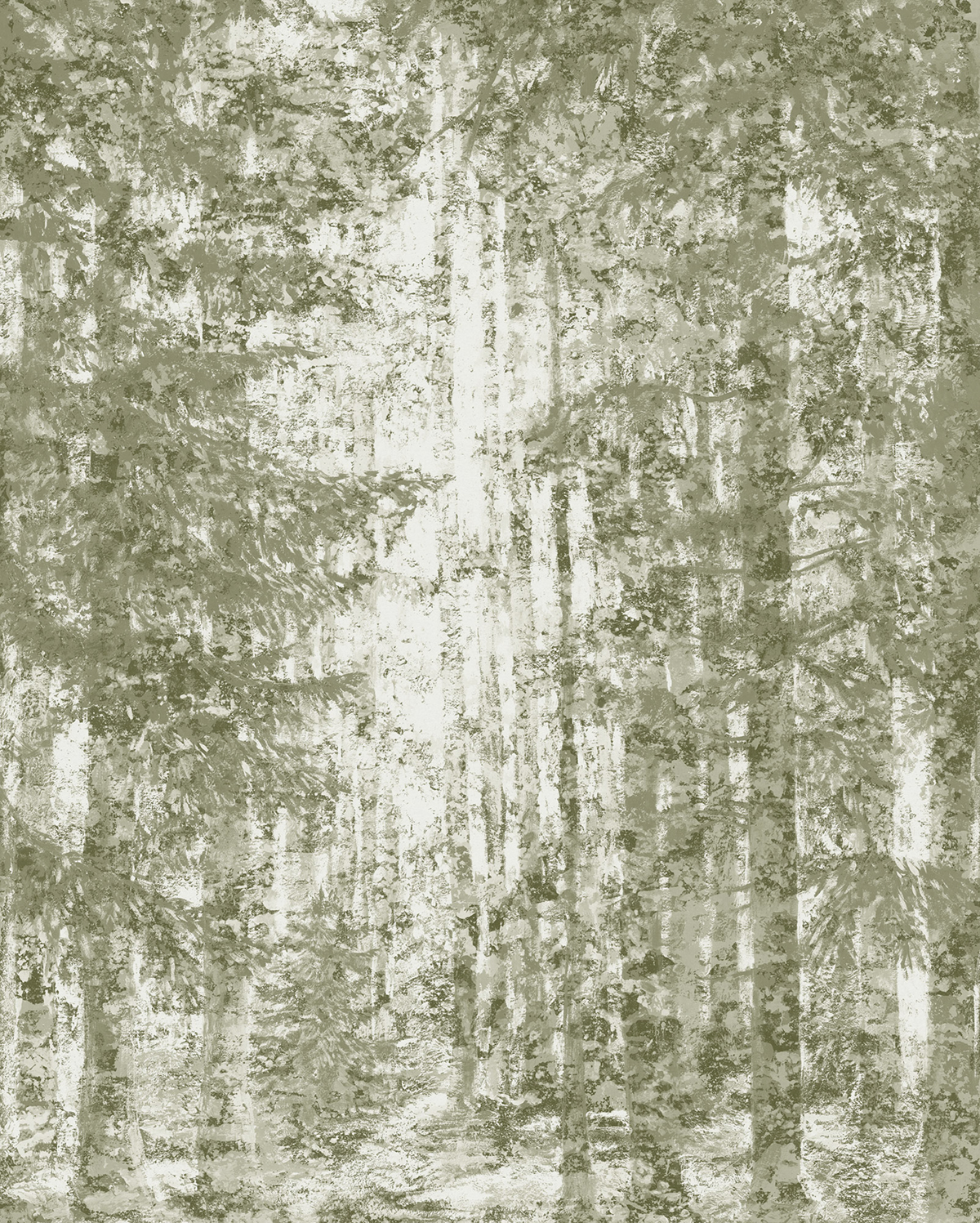 Papier peint panoramique Forêt Fading Forest kaki - Papier Peint Komar Infinity 2