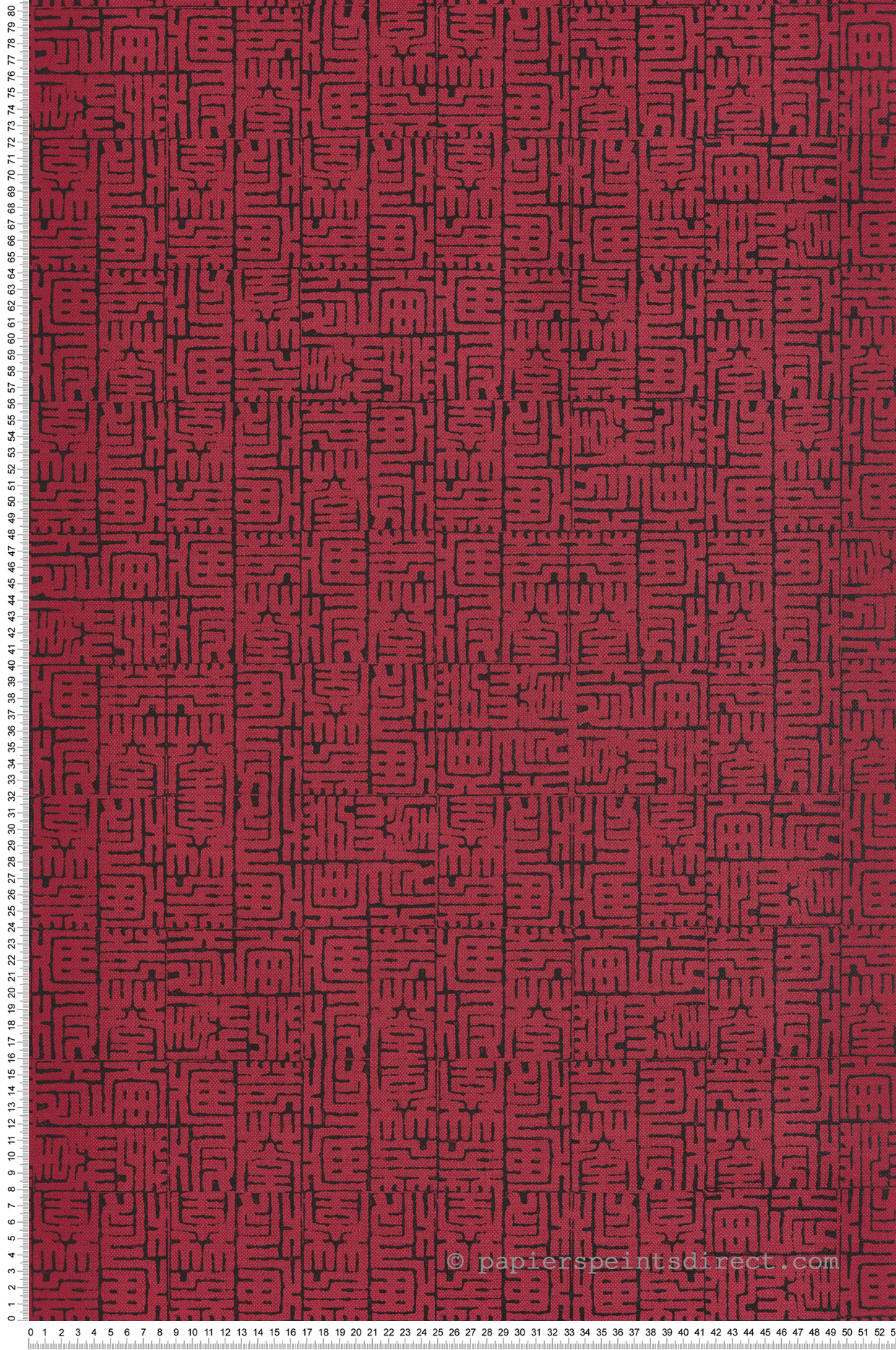 Papier peint Ethnique Graphique Hoshi rouge noir satiné - Kimono de Masureel | Réf. MAS-KIM601