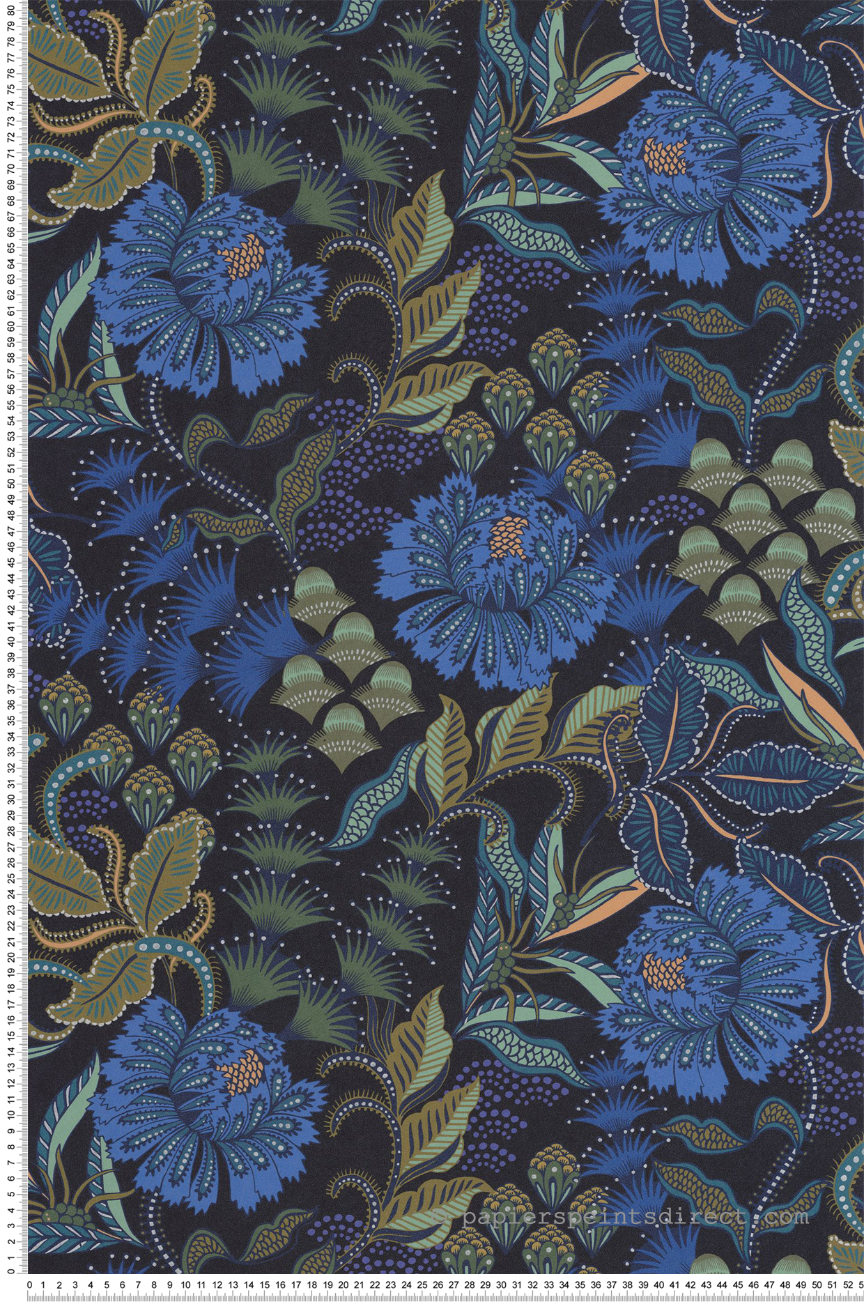Papier peint Fleur Vintage Bloomsbury bleu indigo - Derby de Casadéco | Réf. DERB89286312