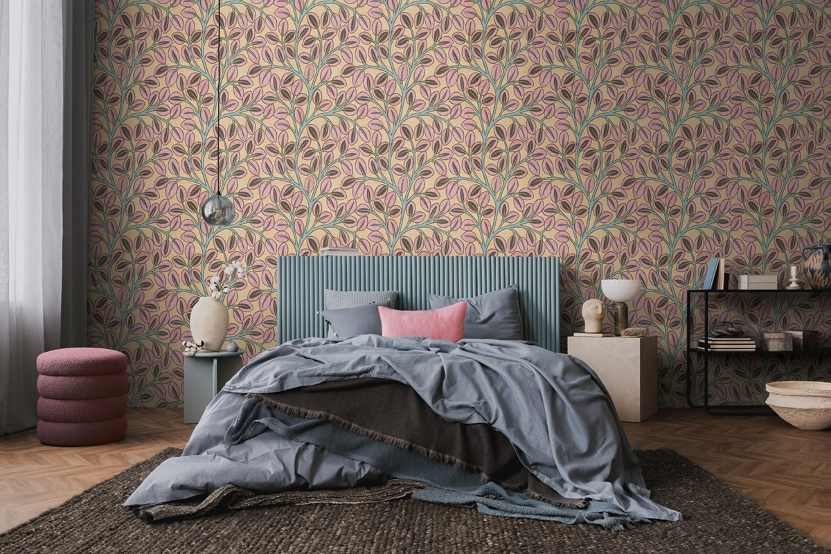Papier peint Feuille d'Arbre Graphique rose camomille - Nordic Feeling d'A.S. Création AMB3 | Réf. AS-791504