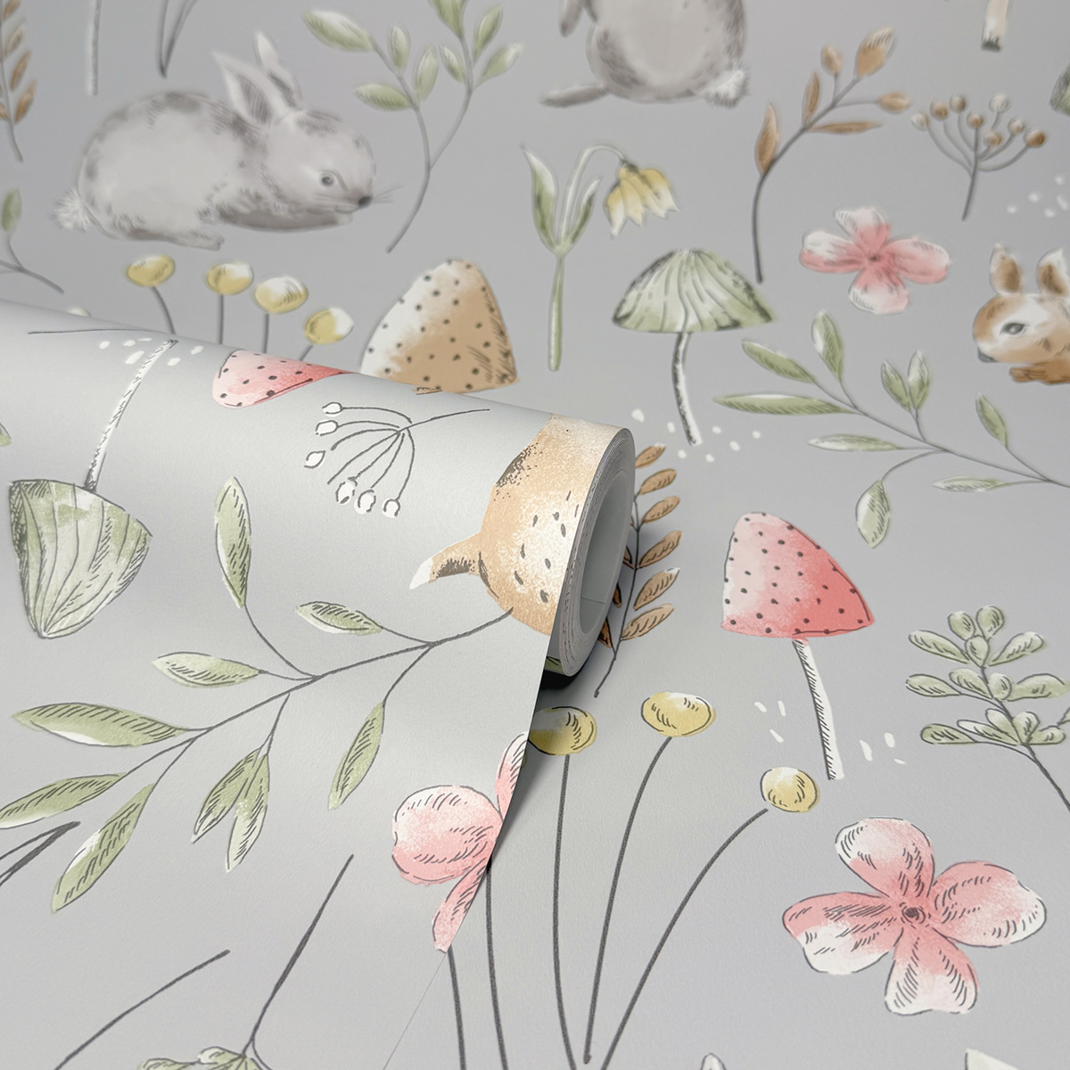 Papier peint Animaux Lapin Forêt gris - Imagine de Lutèce ROLL | Réf. LTC-DL27546