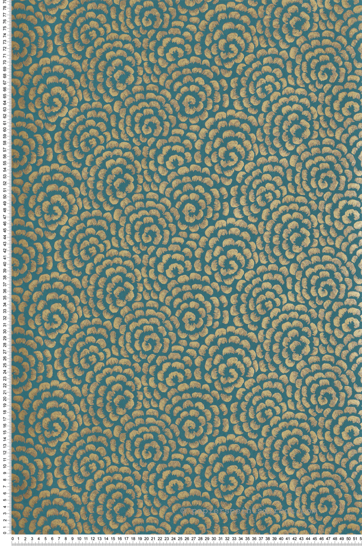 Papier peint Fleurs Kingsley bleu canard doré - Ashdown de Nina Campbell | Réf. OSB-NCW4395-01