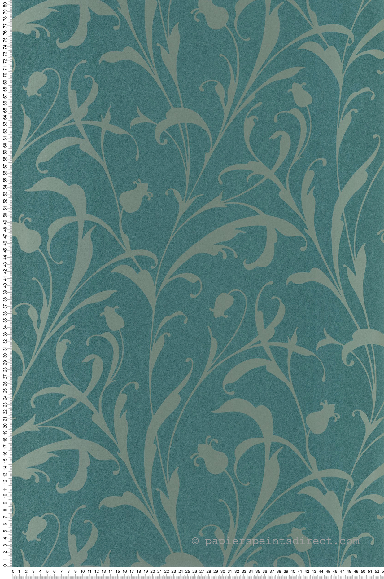 Papier peint Feuillages Arabesques Opaline bleu paon nacré - Elixir de Casadéco | Réf. EXIR202006730