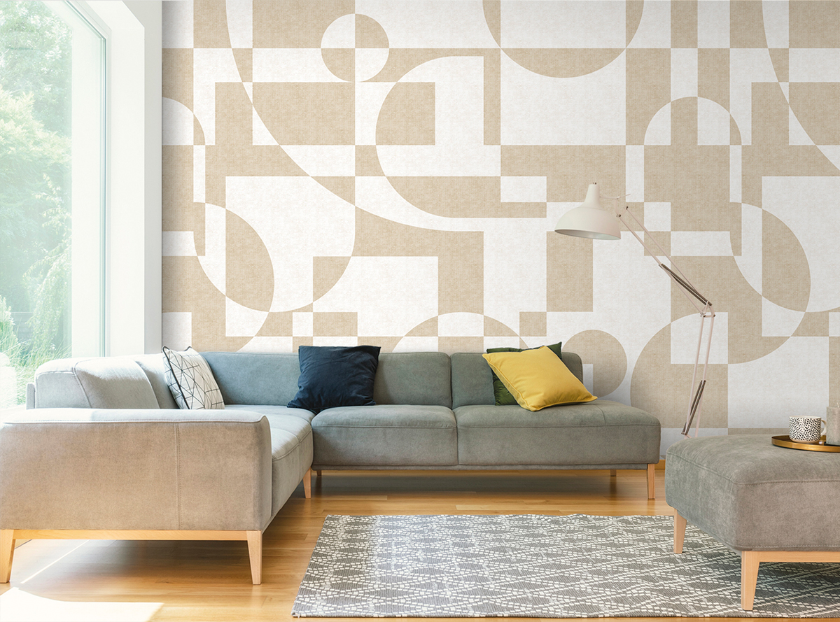 Papier peint panoramique Forme Tetris beige - Panorama 2 de Lutèce | Réf. LTC-PAN1841C