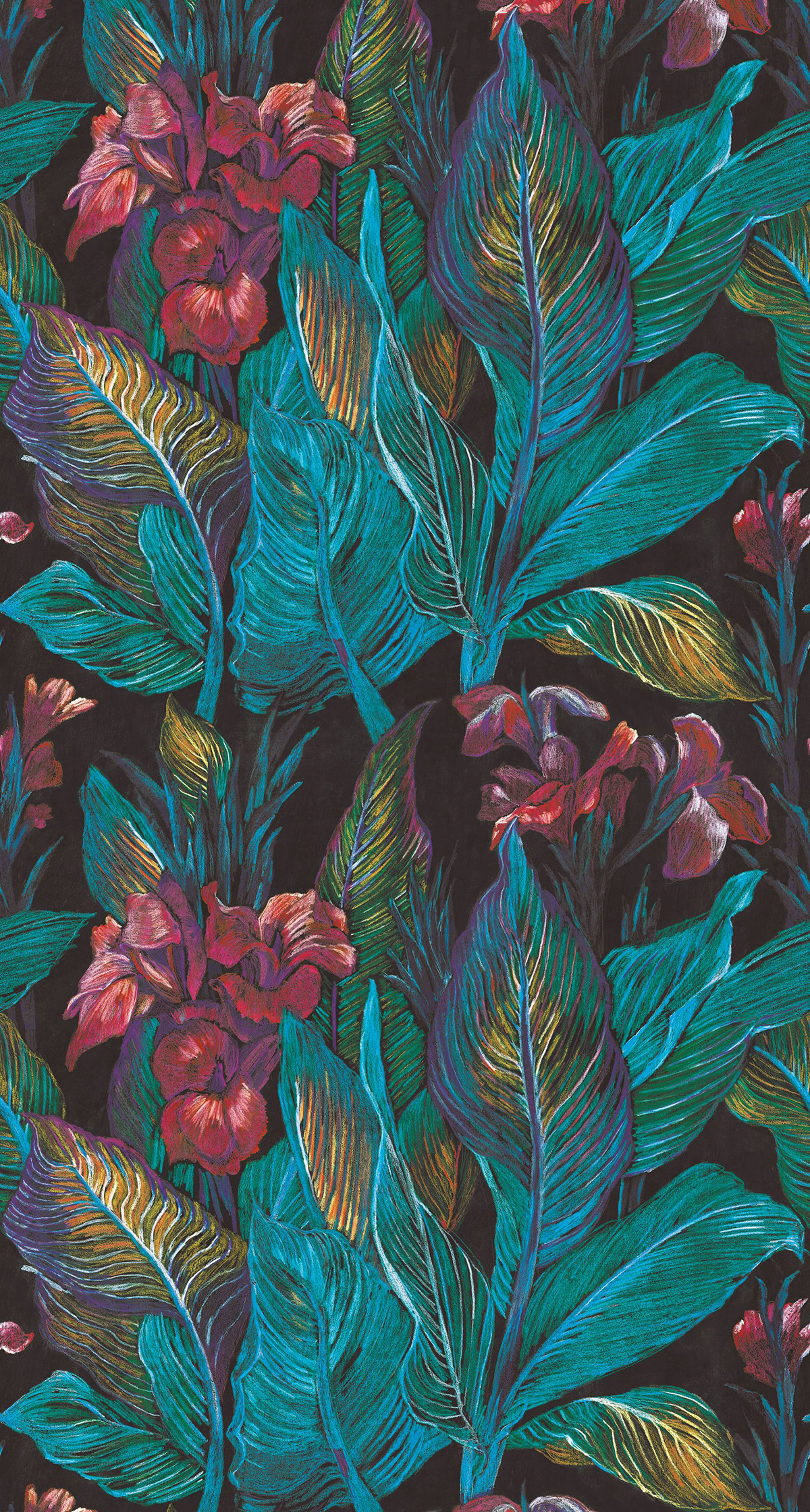 Papier peint panoramique Feuillage Tropical rouge - Botanica de Casadéco | Réf. BOTA85957249