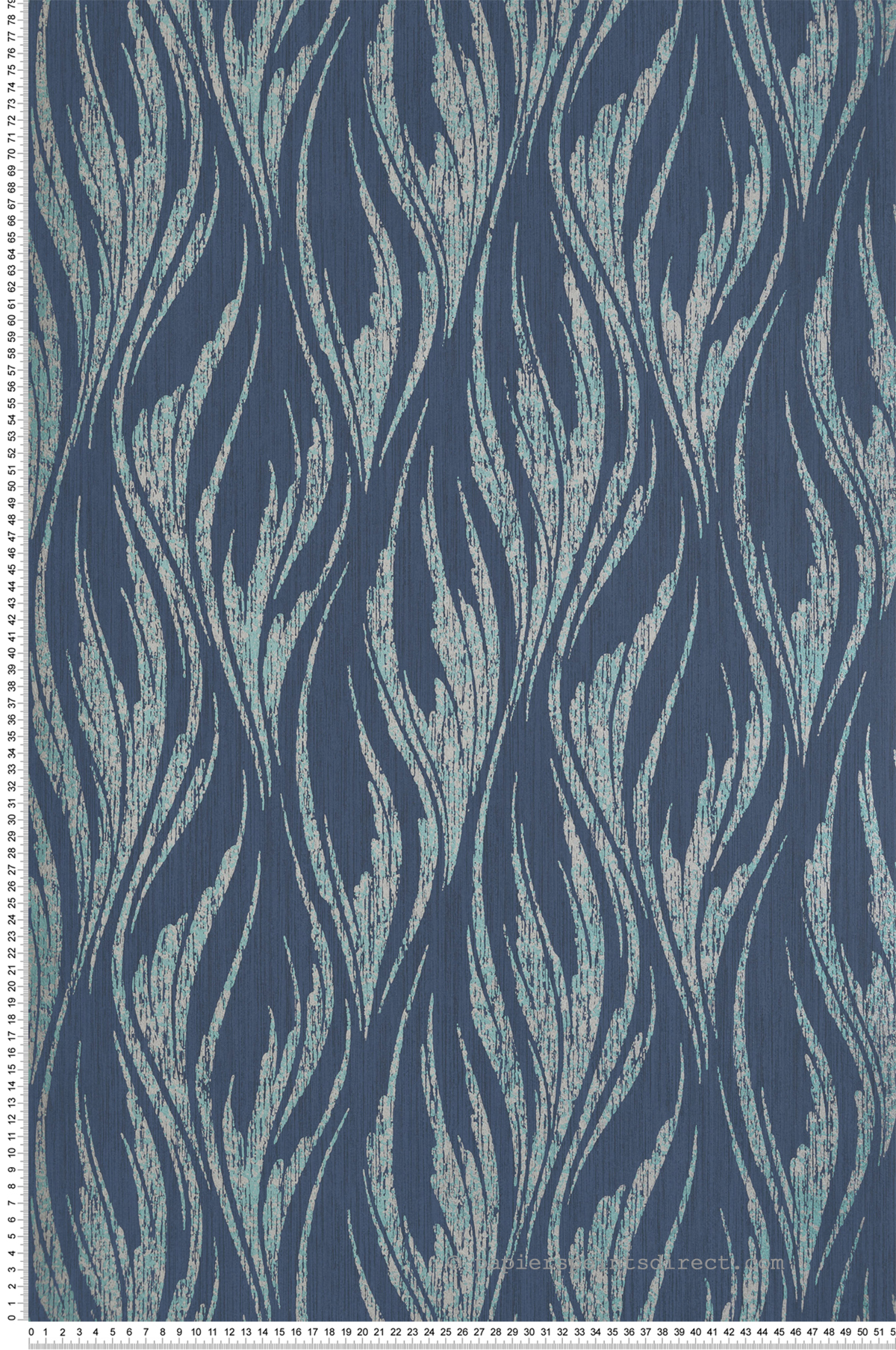 Papier peint Flamme Effet Toile turquoise et argenté - Willow d'Initiales | Réf. INI-00814603