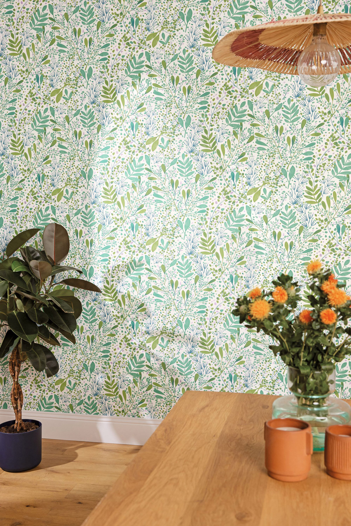 Papier peint Feuilles Joy vert mauve - Green Life 2 de Casélio | Réf. GNL2101690746