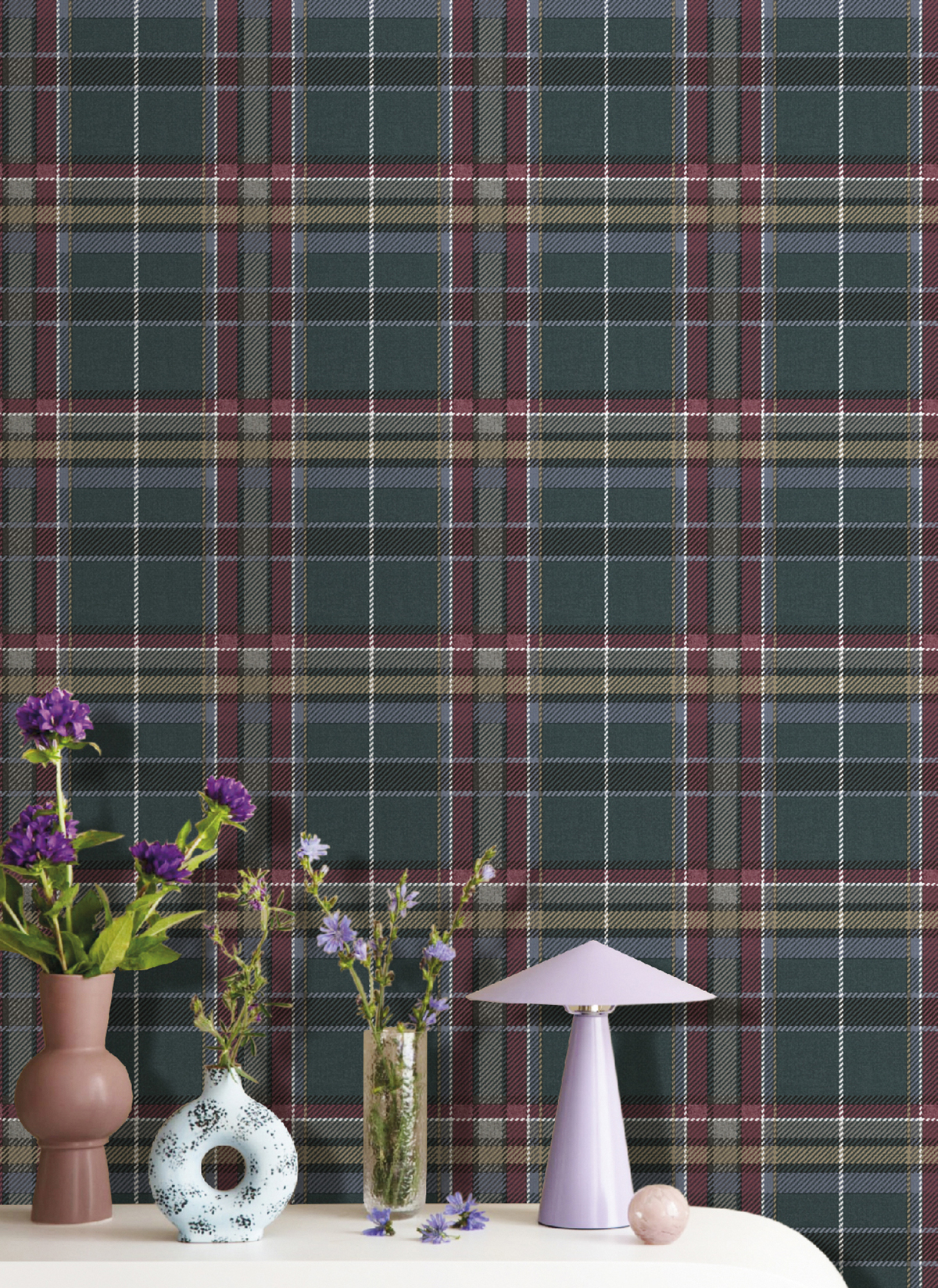 Papier peint Tartan Classique bleu bordeaux - Maison Paradis de Lutèce | Réf. LTC-MP15577