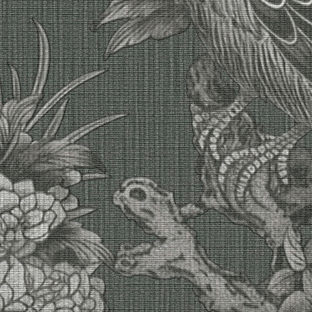 Papier peint Jardin Paon anthracite noir - Metropolis Michalsky 6 de Livingwalls ZOOM | Réf. AS-399821