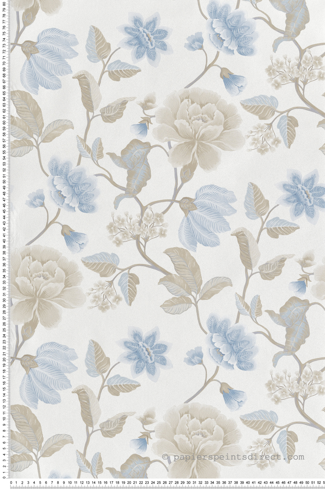 Papier peint Fleurs Vintage bleu beige - Rêverie de Montecolino | Réf. MC-IC3102