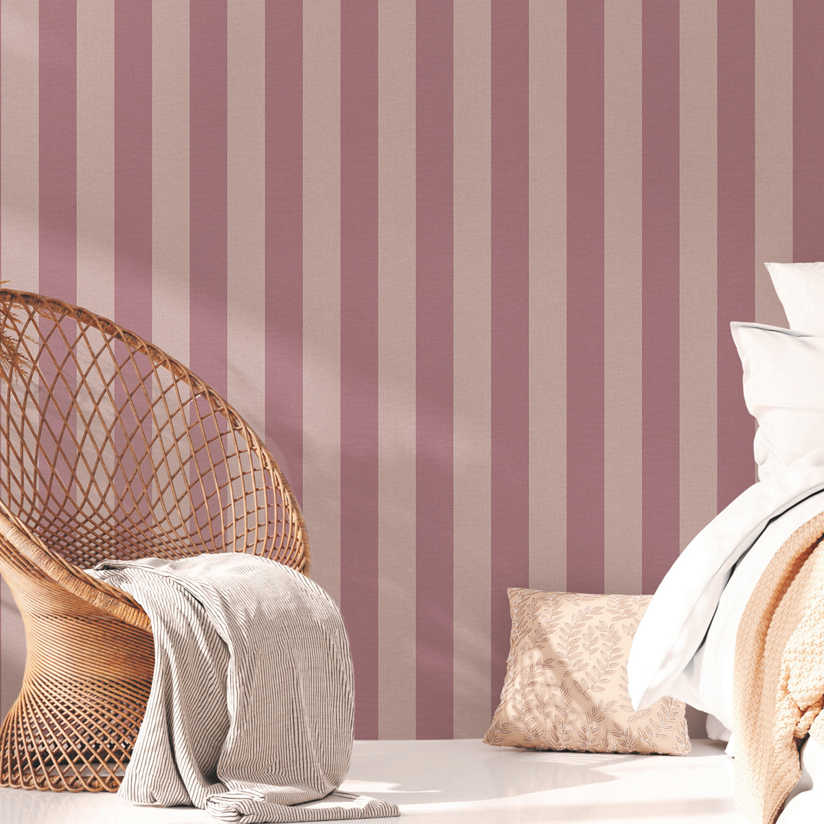 Papier peint Rayure Large lilas - Natural Living d'A.S. Création | Réf. AS-386654