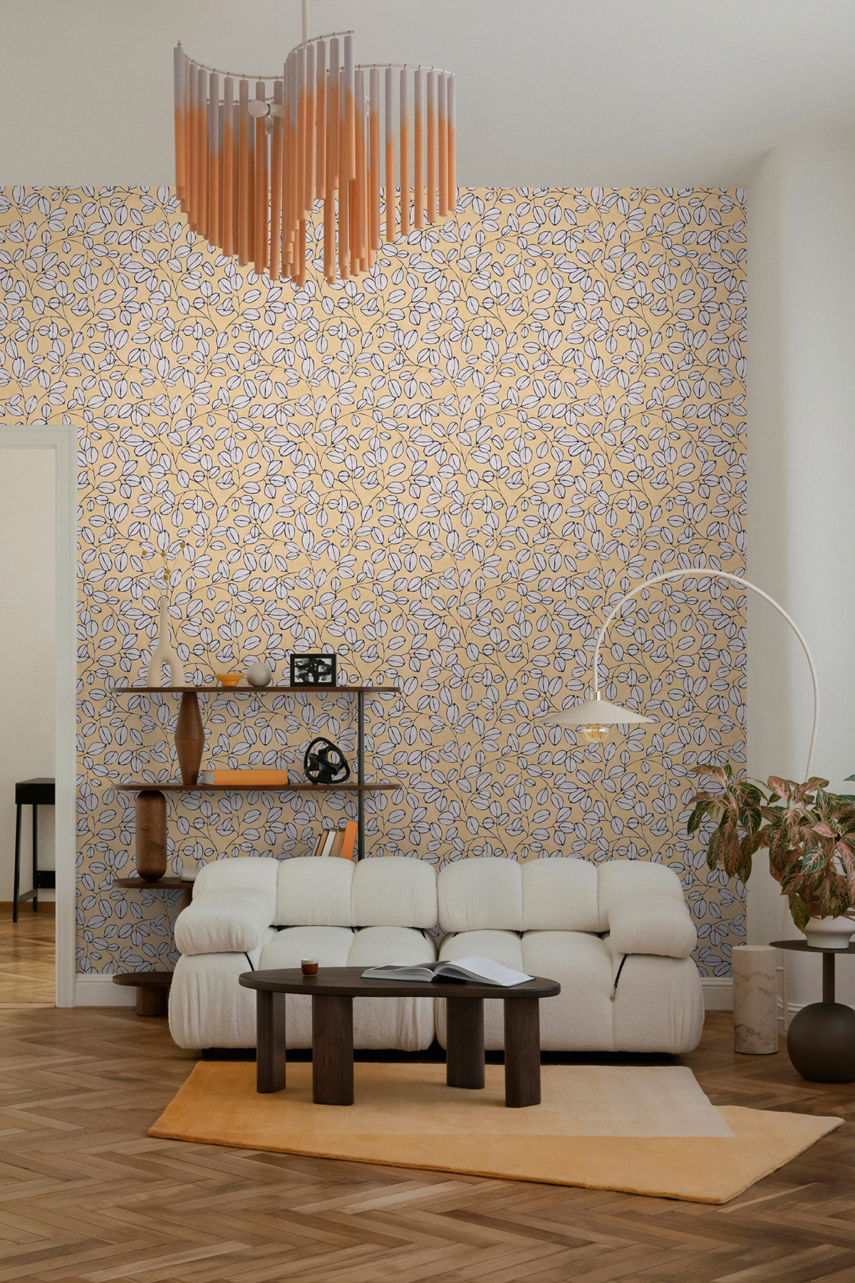 Papier peint Feuille Grain Café camomille - Nordic Feeling d'A.S. Création AMB3 | Réf. AS-791483