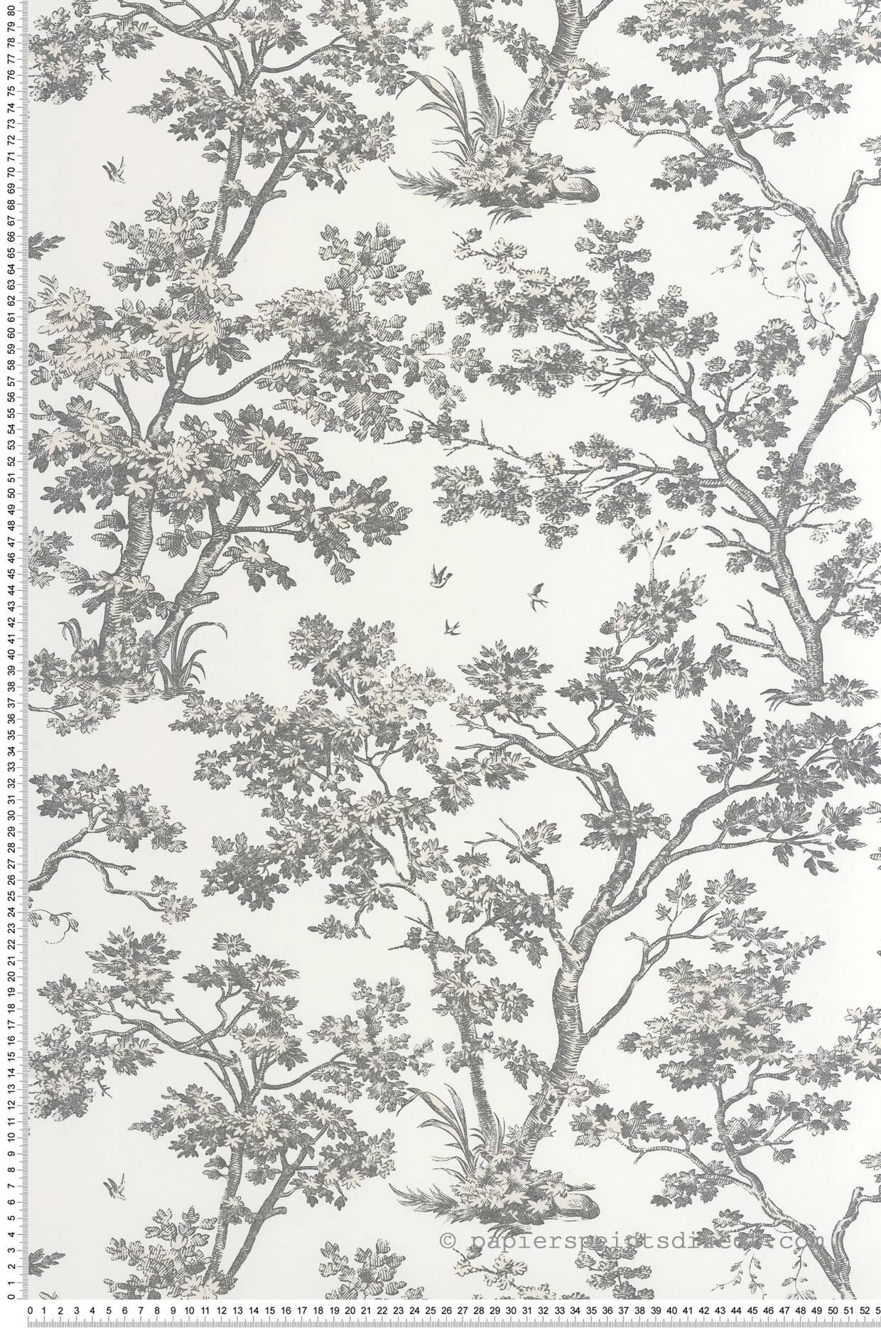 Papier peint Arbre noir fusain - Les Belles Toiles De Jouy 2 de Casadéco | Réf. BTJD81529889