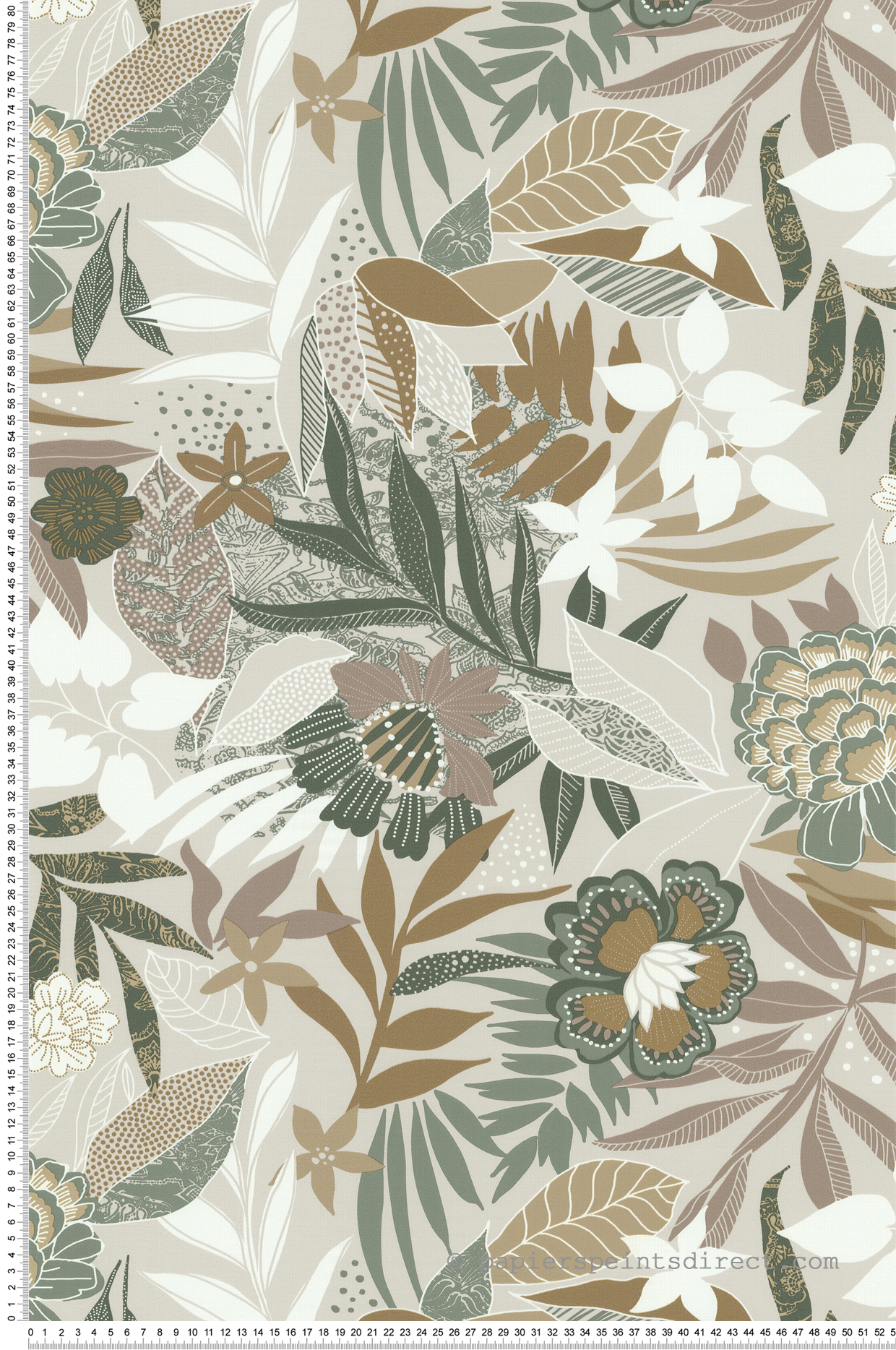 Papier peint Feuilles Primavera beige vert sauge - Les Essentiels de Lutèce | Réf. LTC-51248007