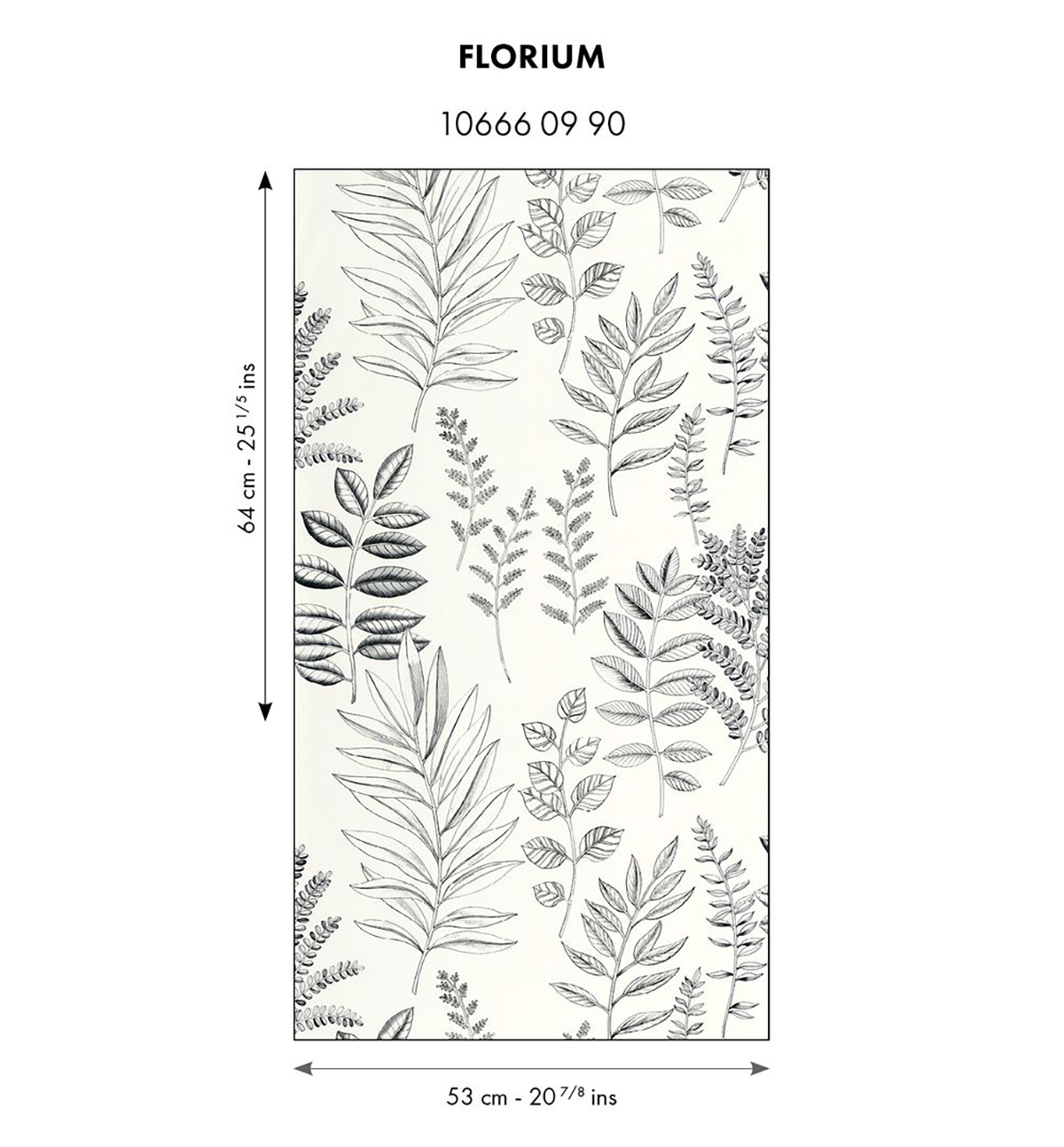 Papier peint Végétaux Florium noir et blanc - Art of Botany de Casélio AMBR | Réf. AOB106660990