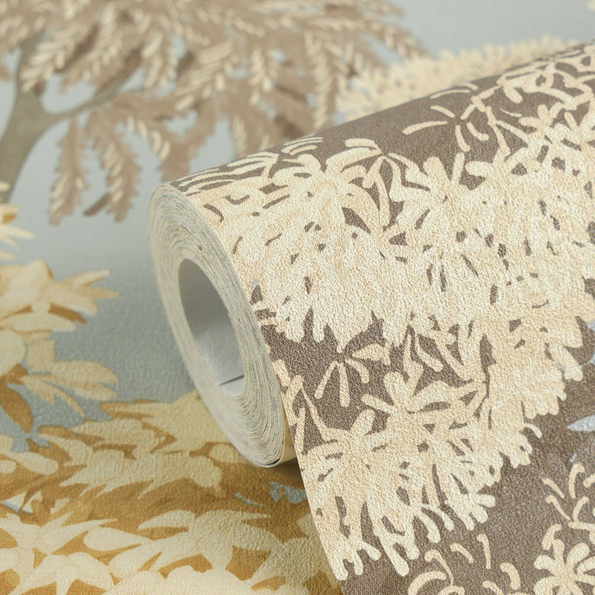 Papier peint Arbre Forêt Pinede écru bleu - Cuba 2 d'A.S. Création ROLL | Réf. AS-791614