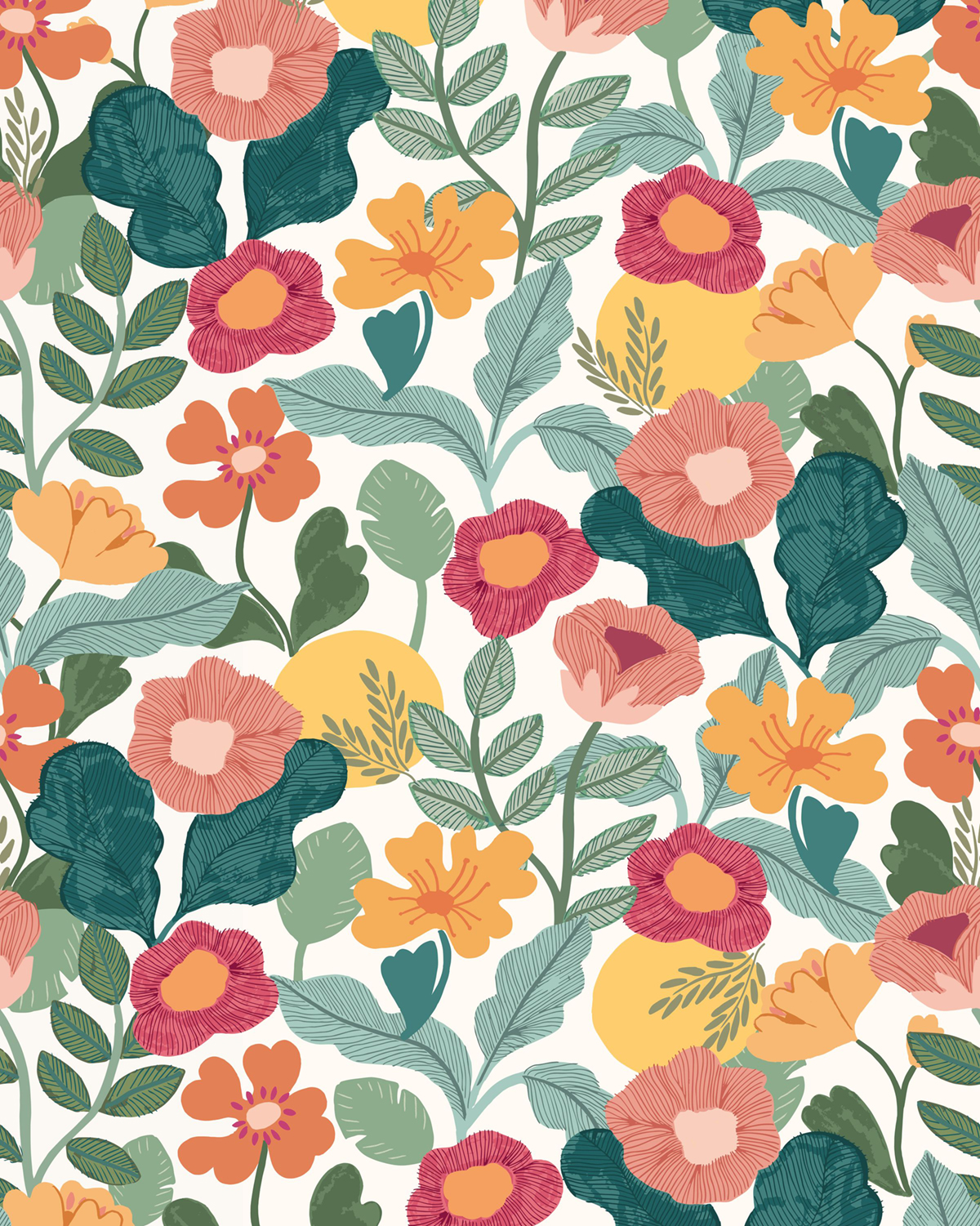 Papier peint panoramique Fleuri Enfantin Suzy multicouleurs S 200X250 - Pimp My Wall de Casélio | Réf. PMW104667605