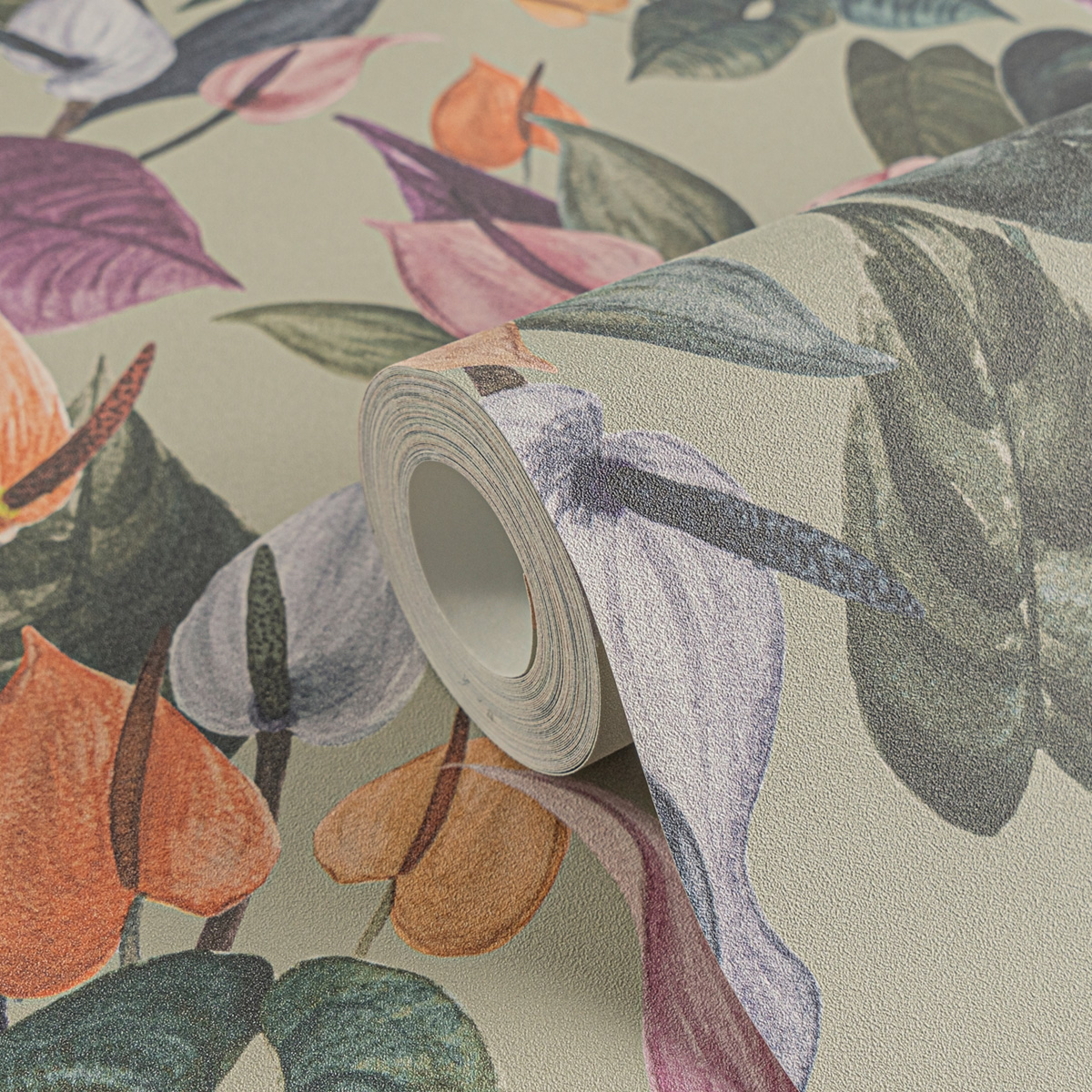 Papier peint Fleurs Anthurium vert - Anna D'Andrea d'A.S. Création AMB4| Réf. AS-782102