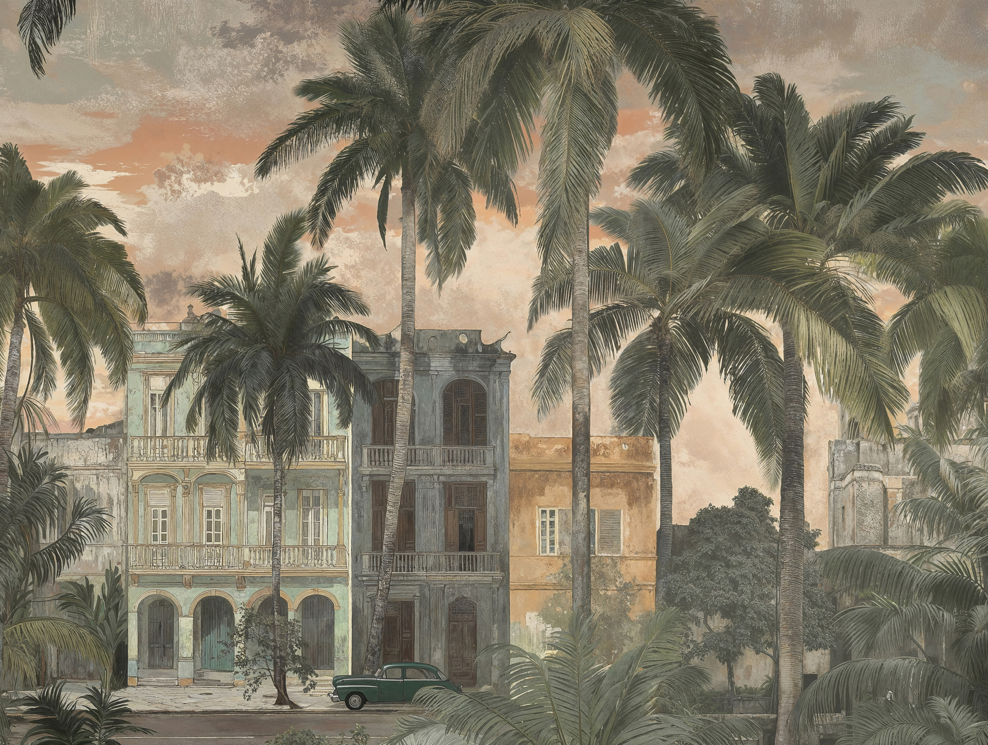 Papier peint panoramique Ville Tropicale Palmier vert - Cuba 2 d'A.S. Création | Réf. AS-761902